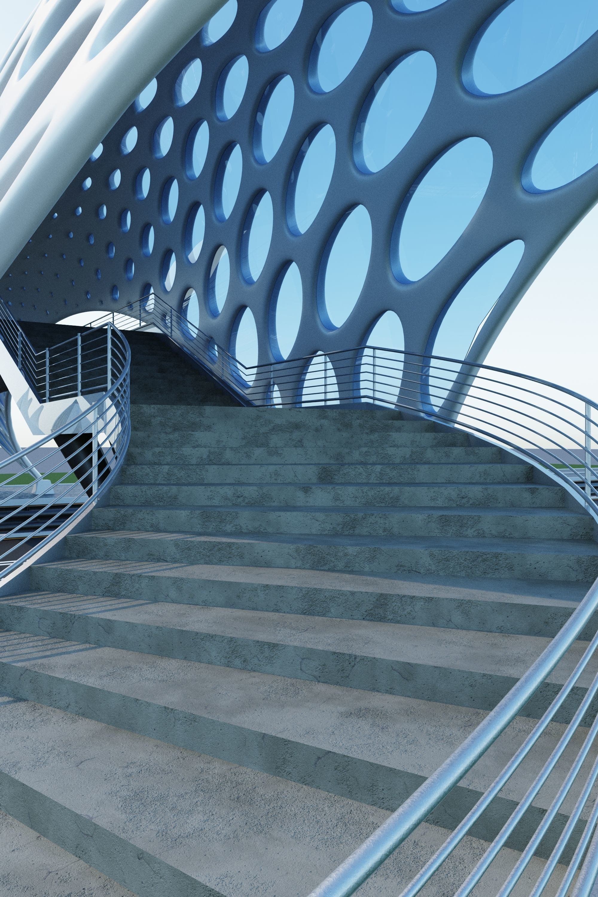 Pedestrian overpass 3D model_5