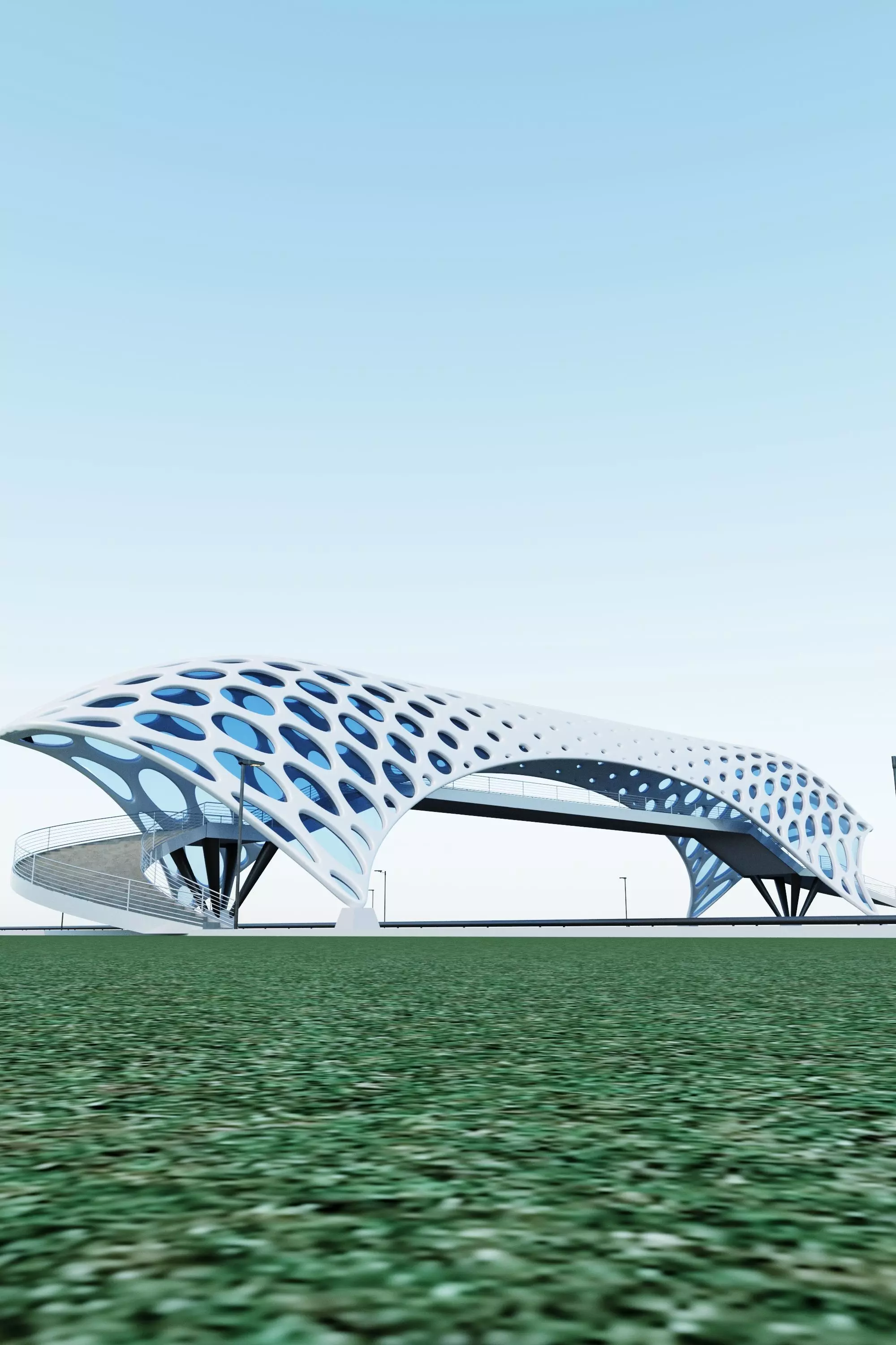 Pedestrian overpass 3D model_0