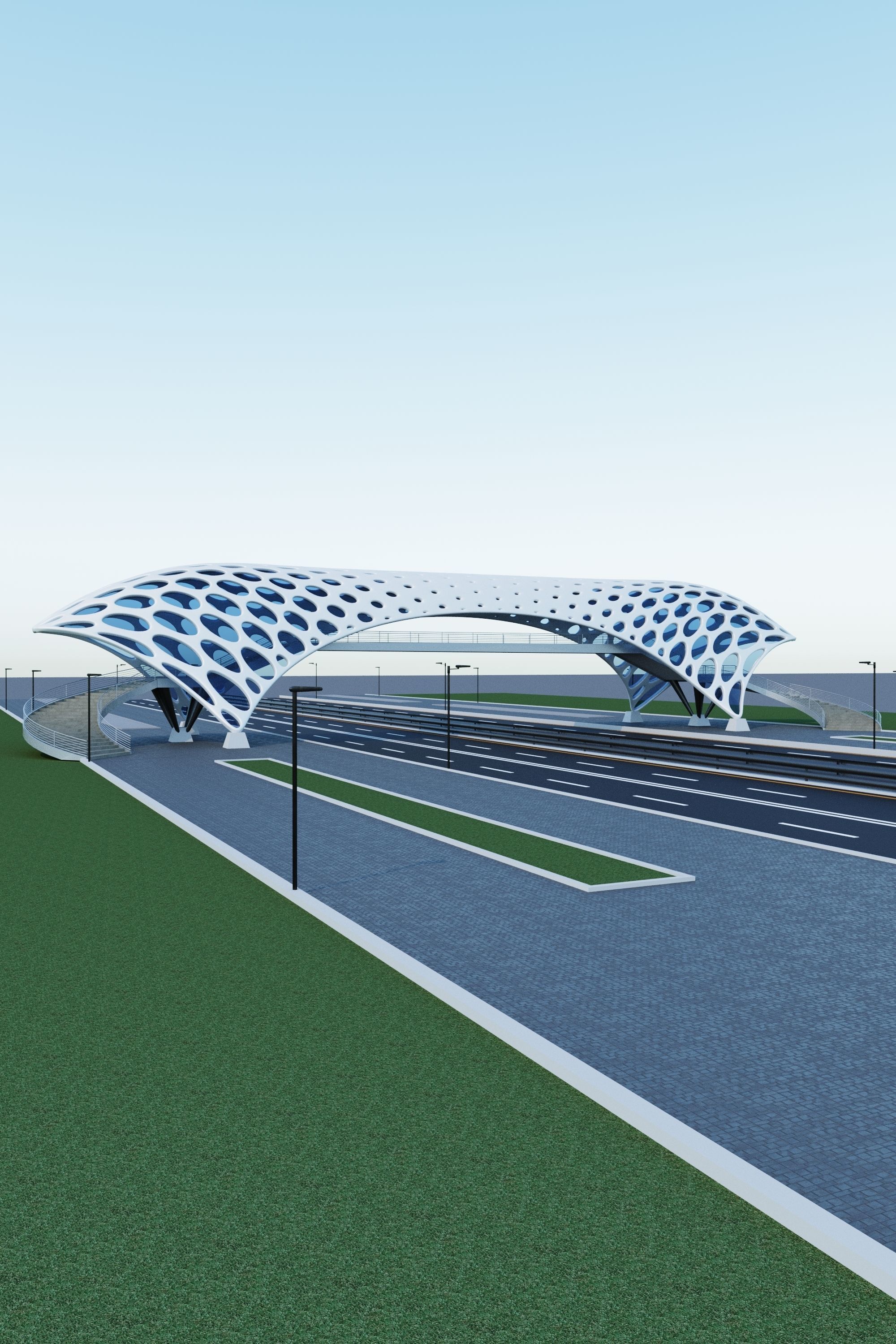 Pedestrian overpass 3D model_2