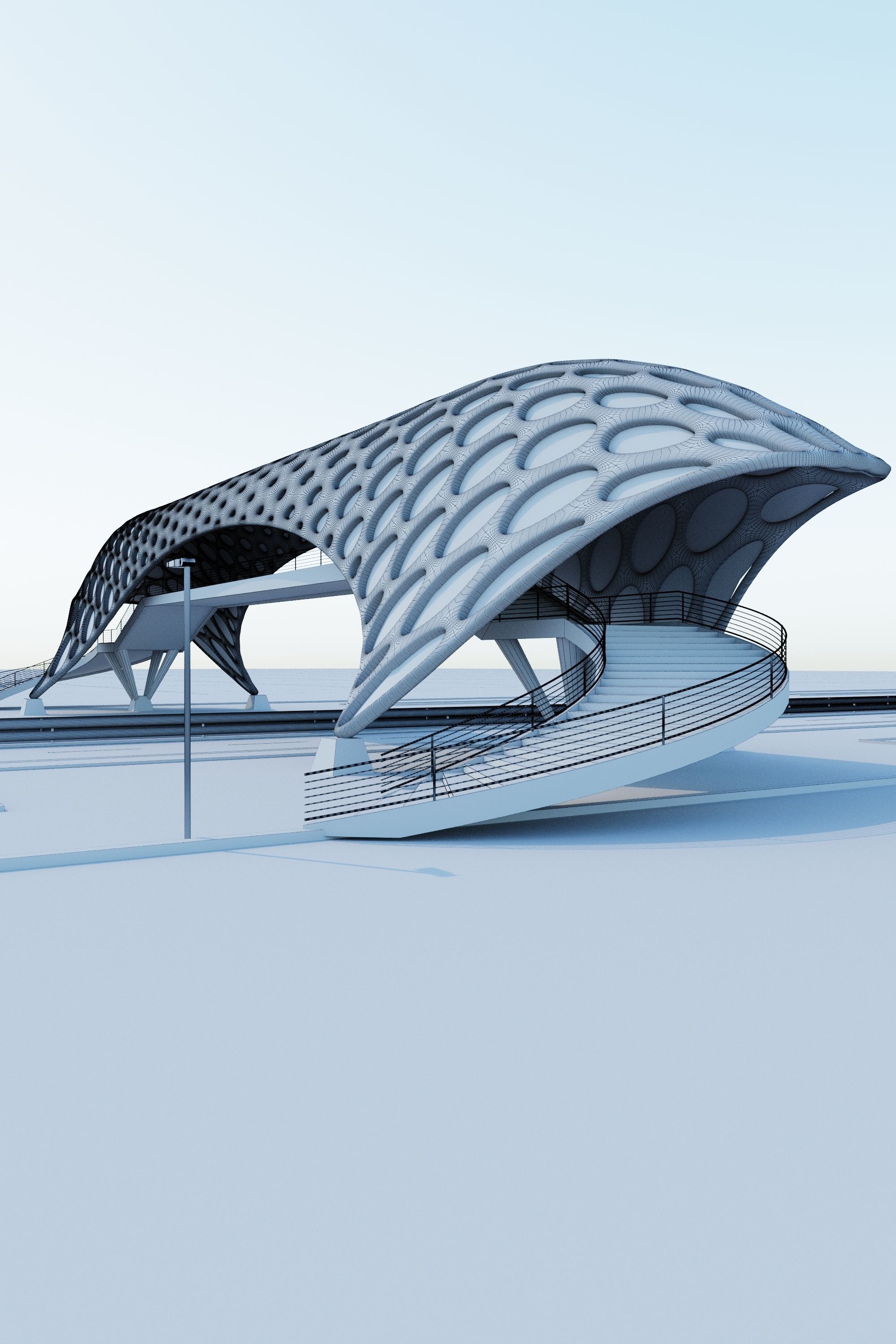 Pedestrian overpass 3D model_7