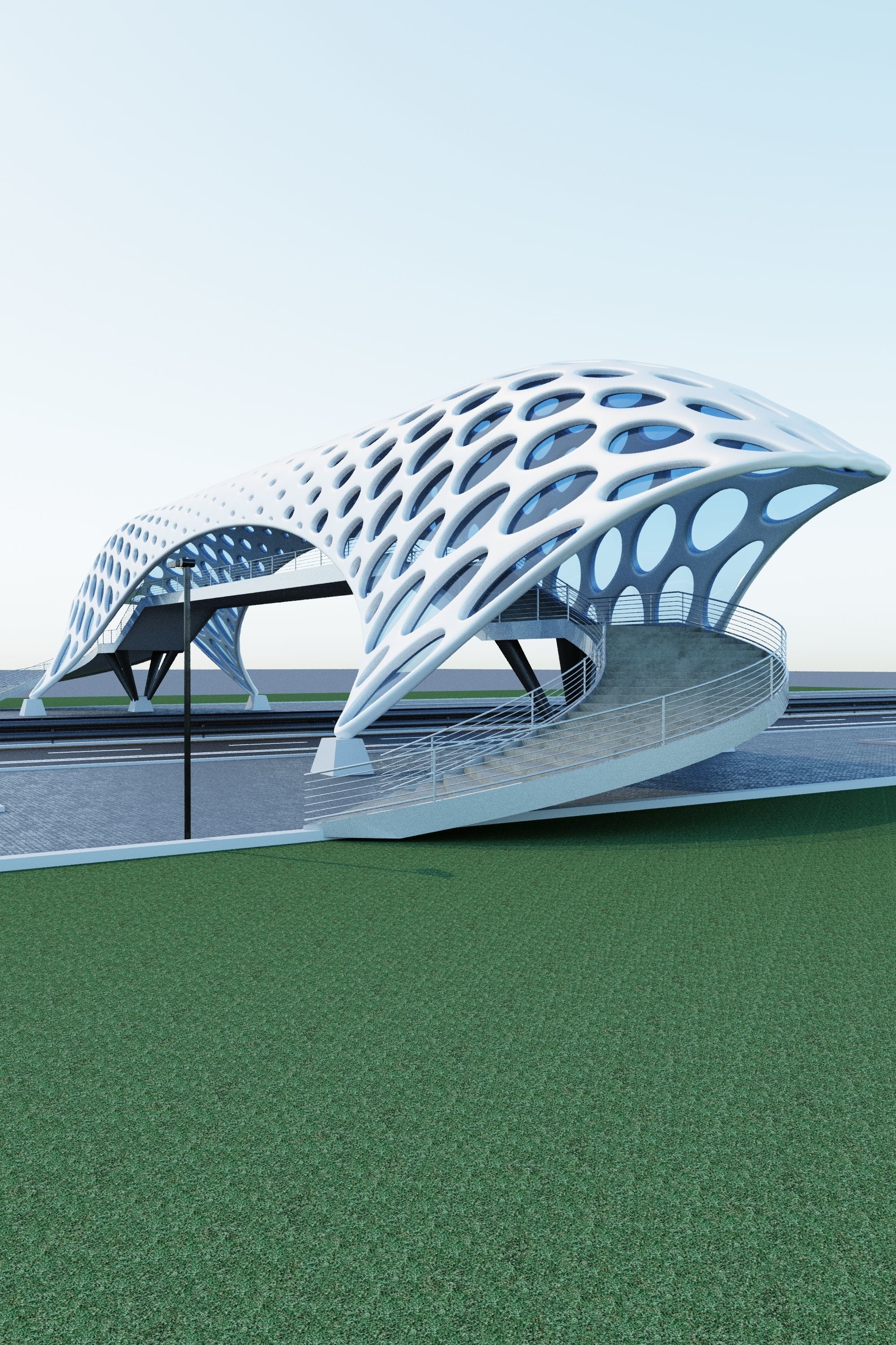 Pedestrian overpass 3D model_4