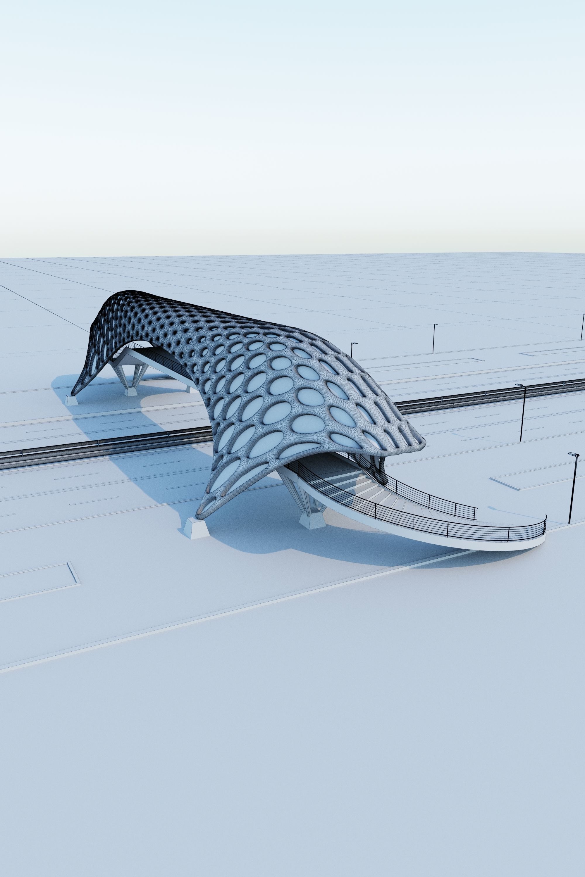 Pedestrian overpass 3D model_9