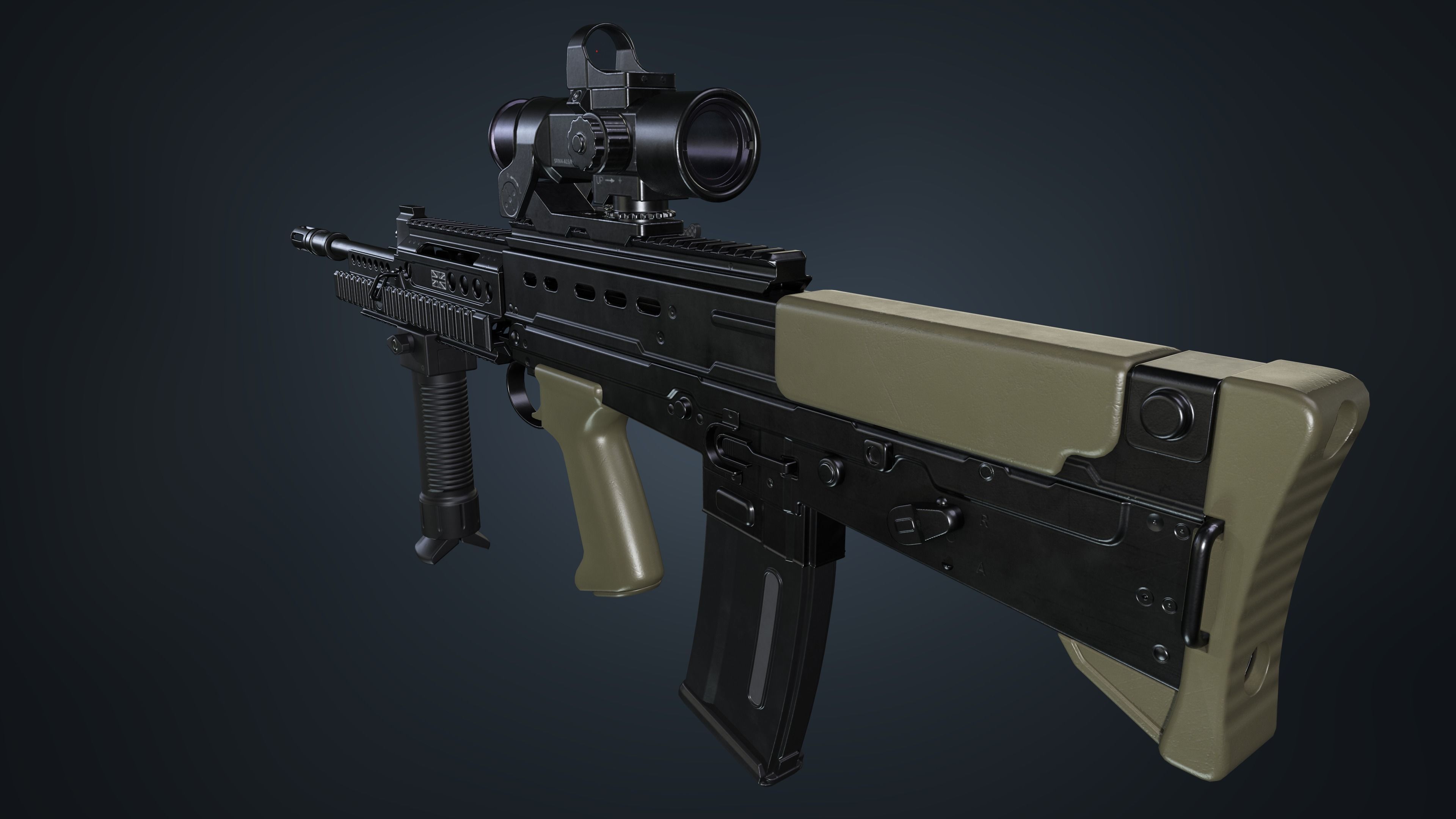 SA80 a2 Rifle Low-poly 3D model_7