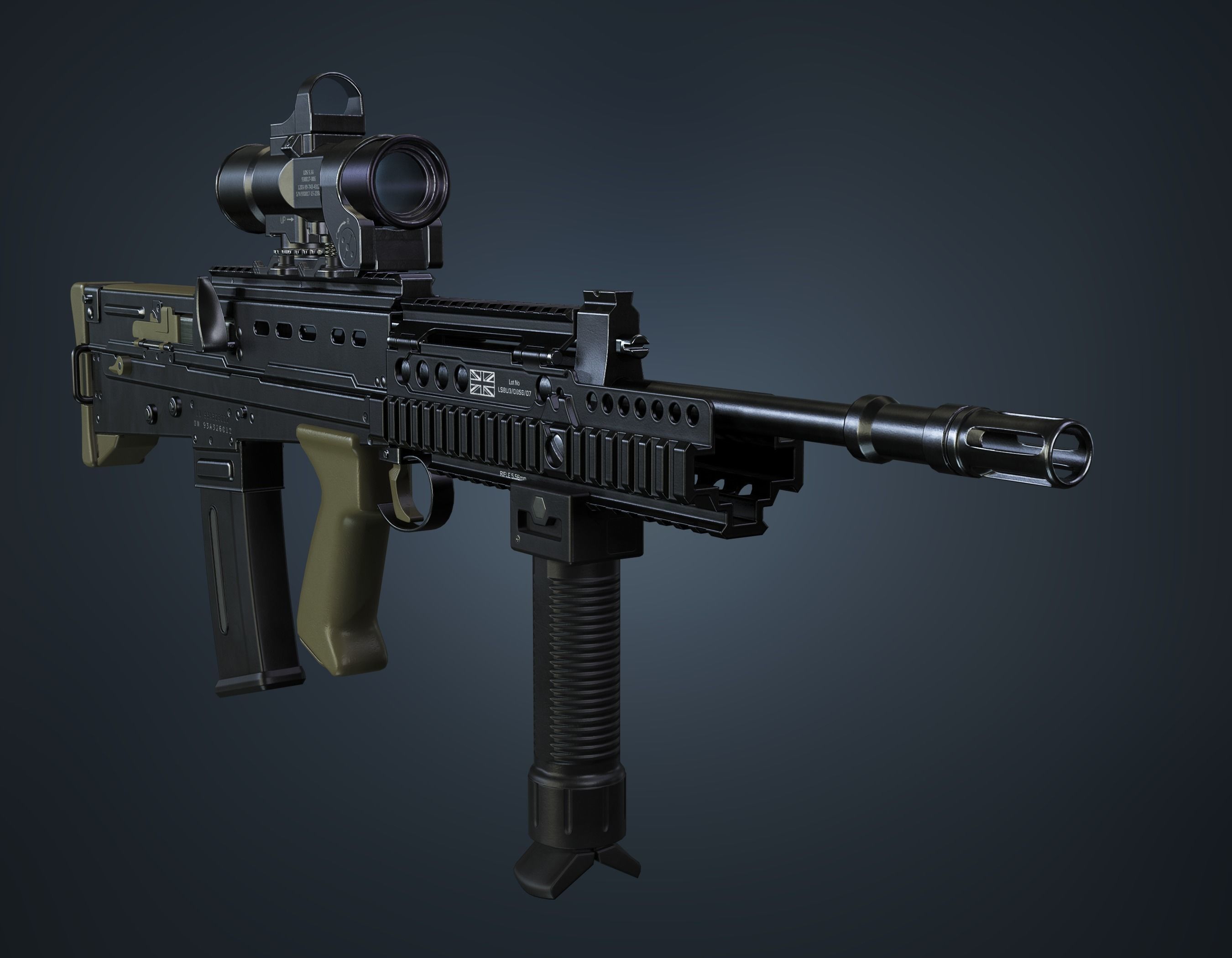 SA80 a2 Rifle Low-poly 3D model_0