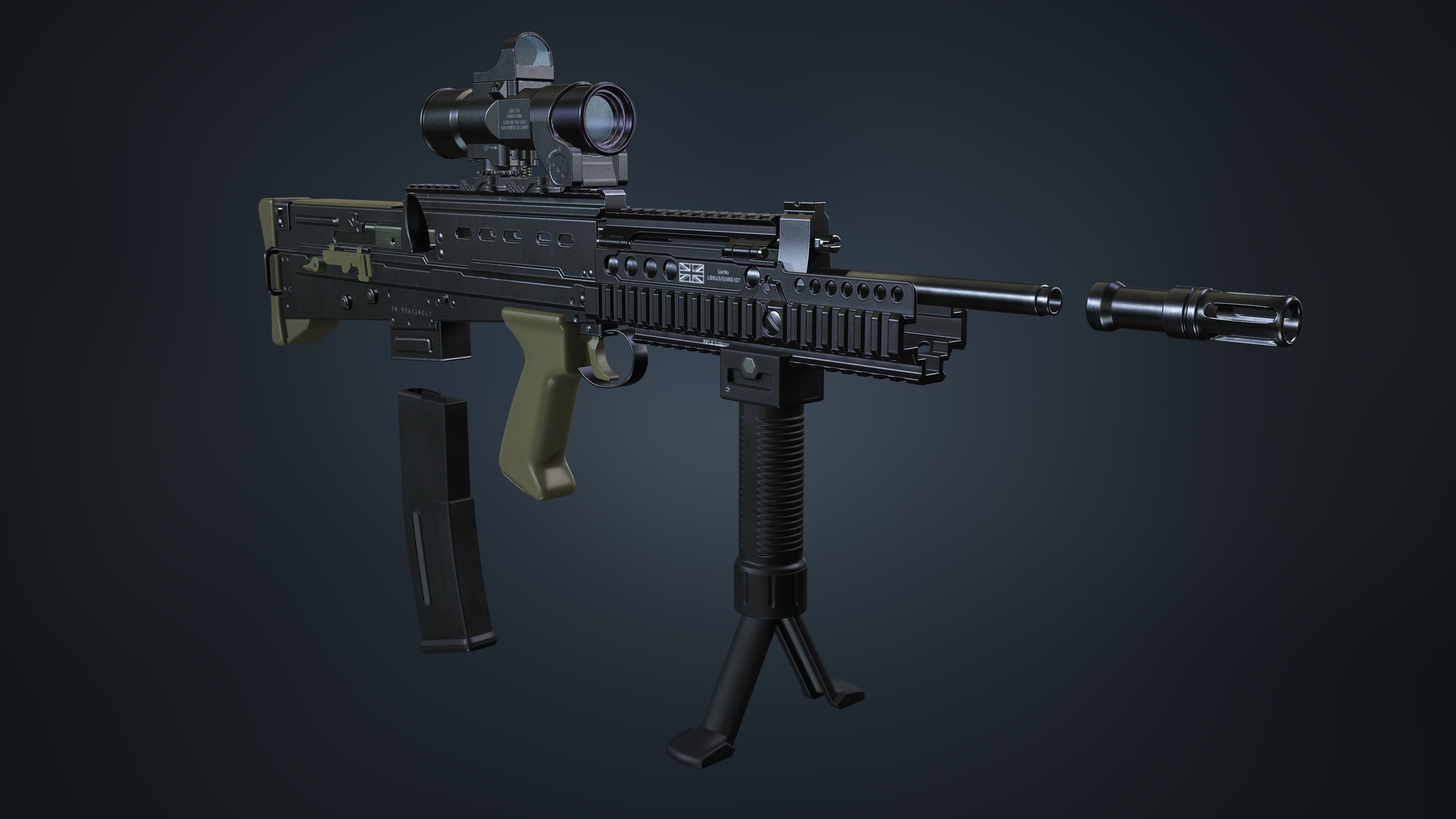 SA80 a2 Rifle Low-poly 3D model_10