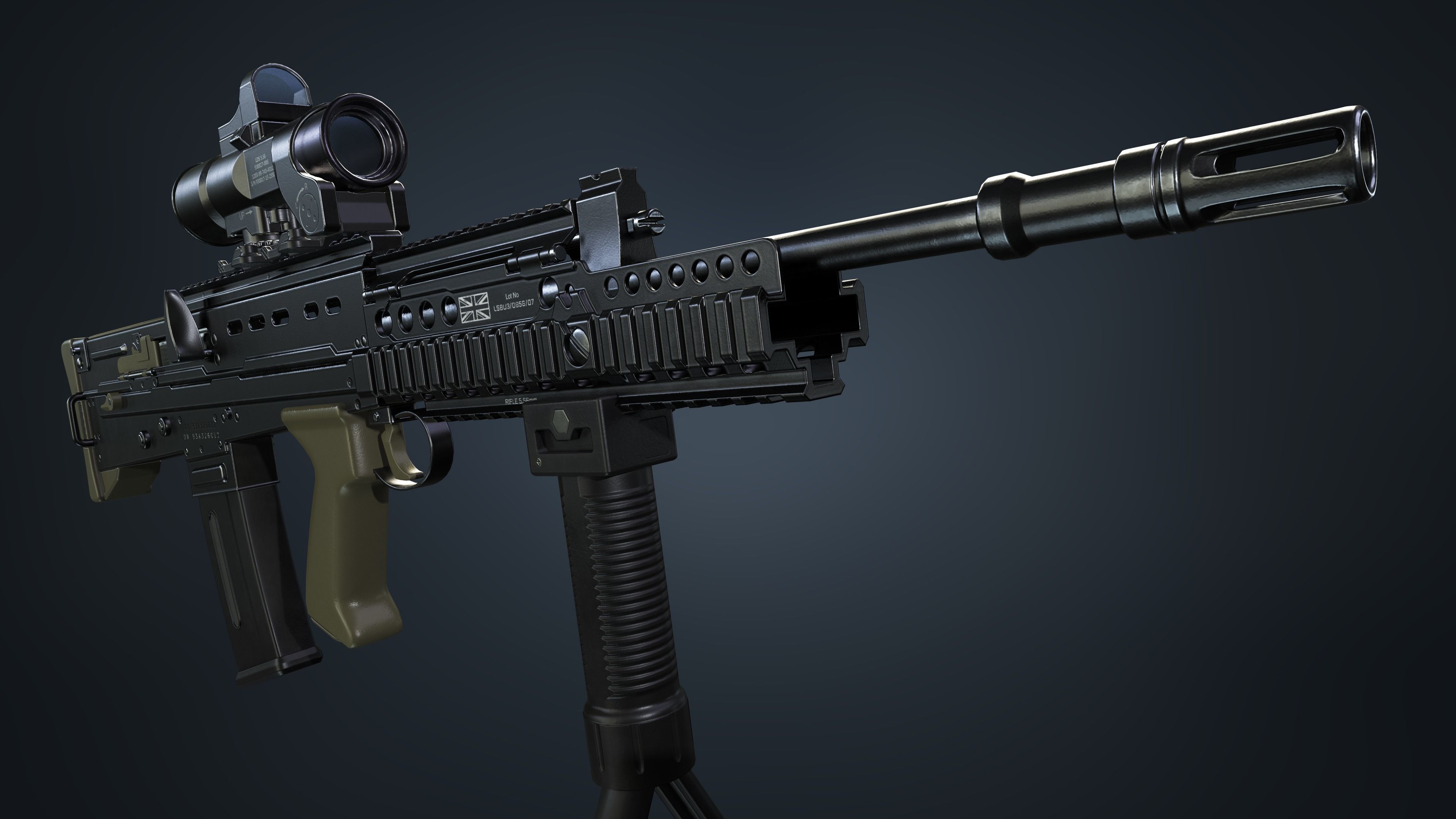 SA80 a2 Rifle Low-poly 3D model_2