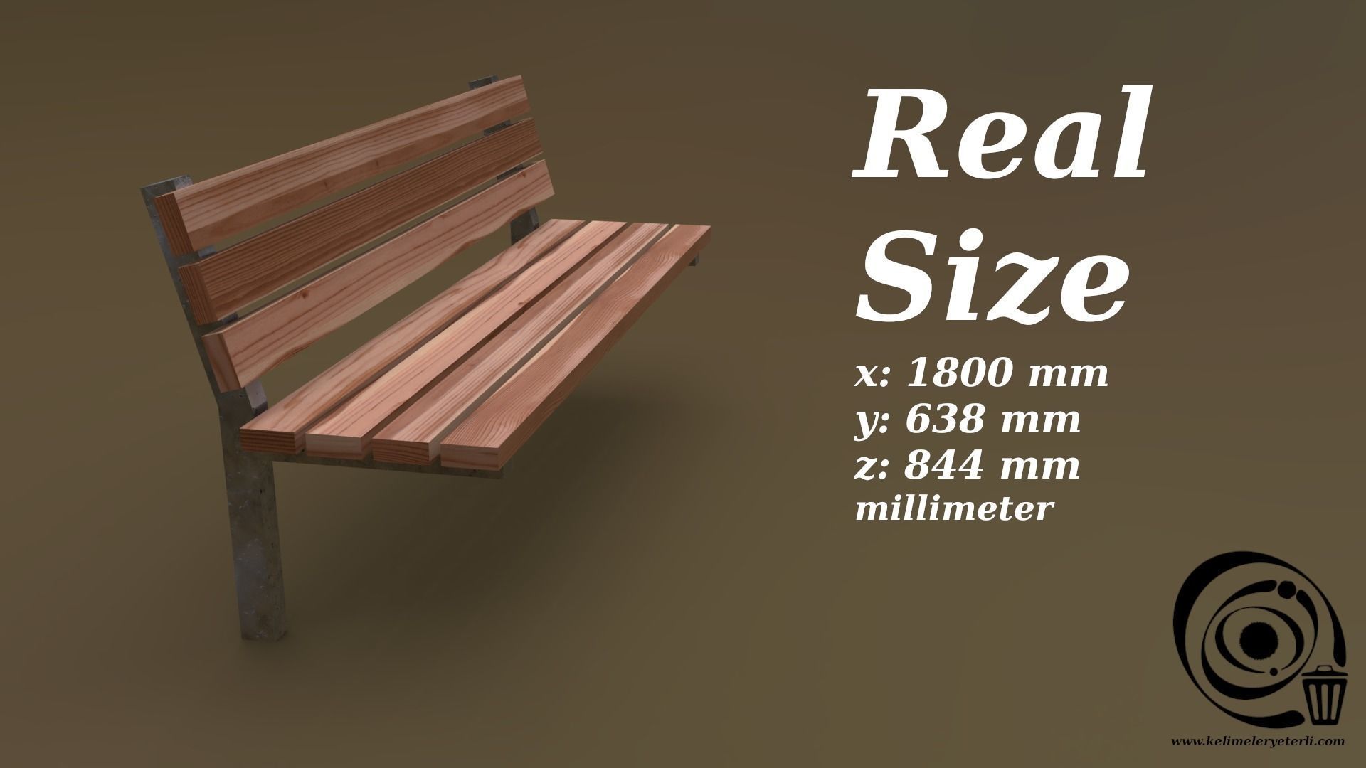 Bench 37 Low-poly 3D model_3