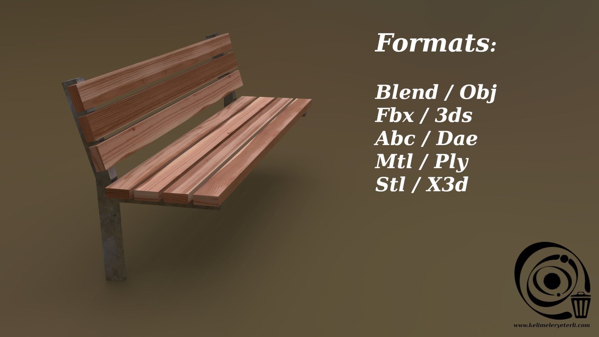 Bench 37 Low-poly 3D model_2