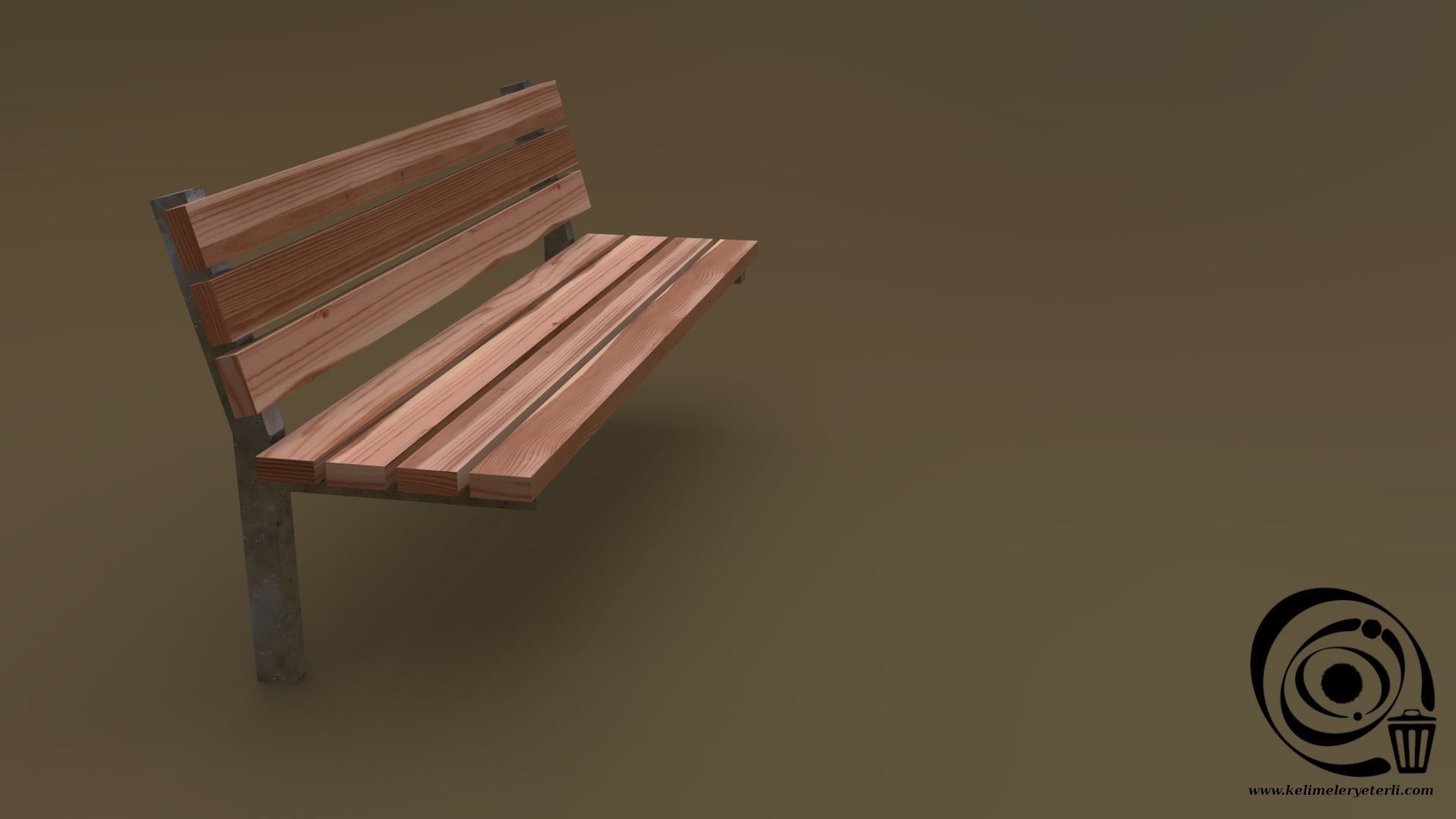 Bench 37 Low-poly 3D model_1