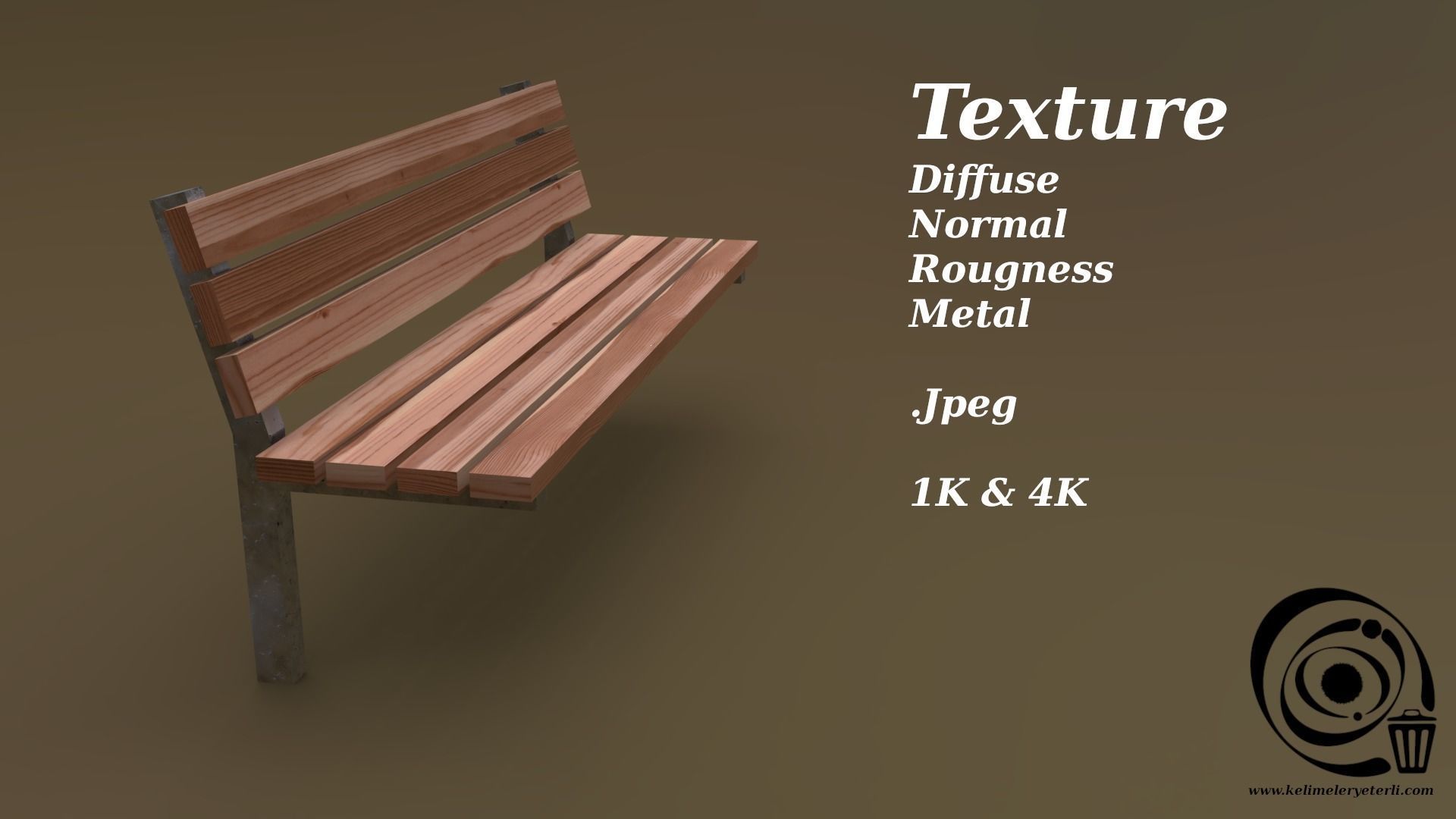 Bench 37 Low-poly 3D model_4