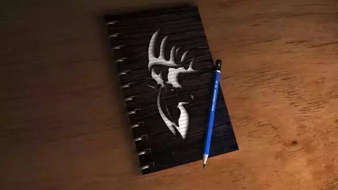 This is the deer book drawing wood texture Low-poly 3D model