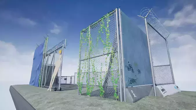 Chain Link Fence PBR Low-poly 3D model
