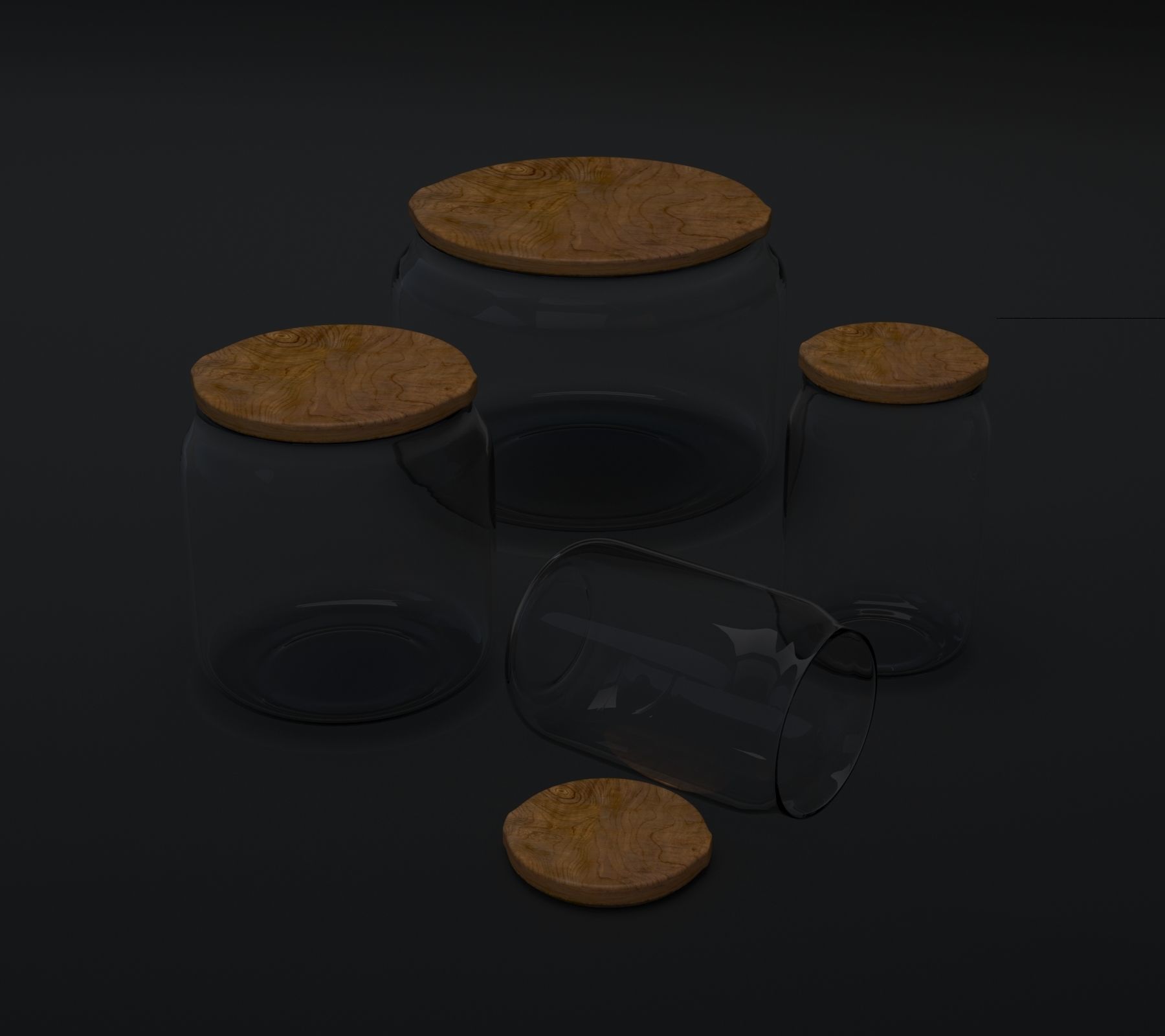 glass jar with wooden lid Free 3D model_1
