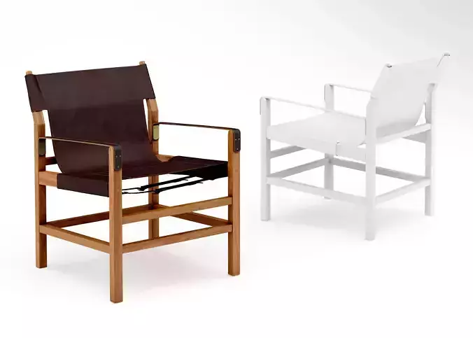 CB2 Expat II leather safari chair 3D model