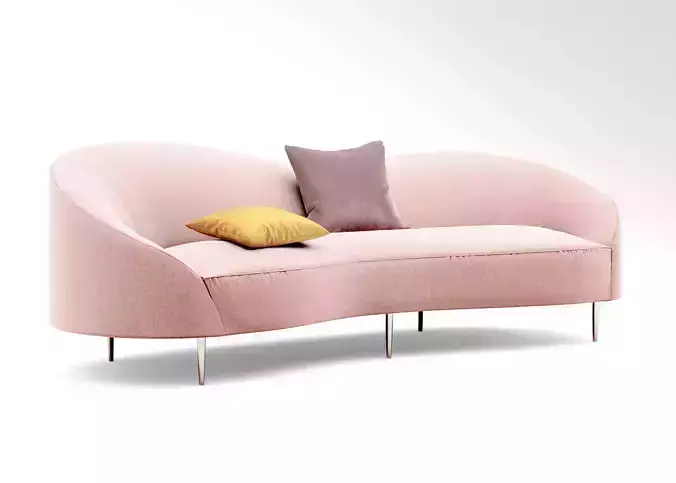 CB2 Curvo Pink Velvet Sofa