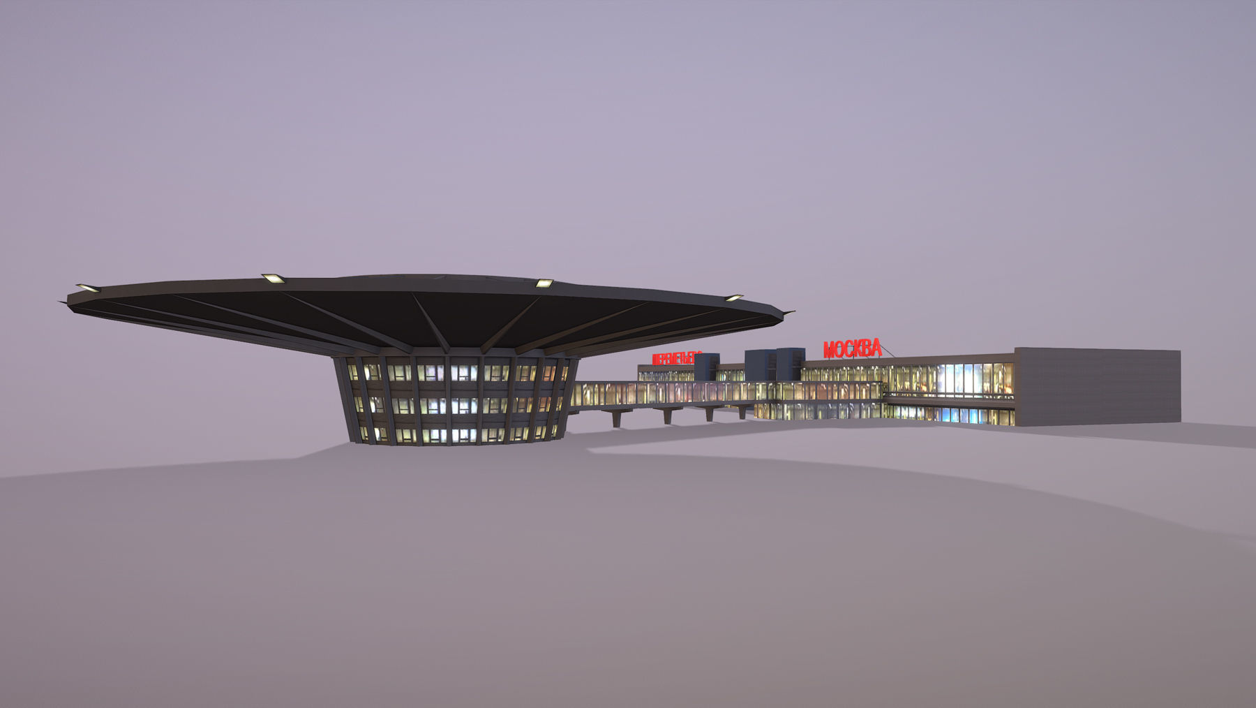 Airport Terminal UUEE Terminal Glass Low-poly 3D model_8