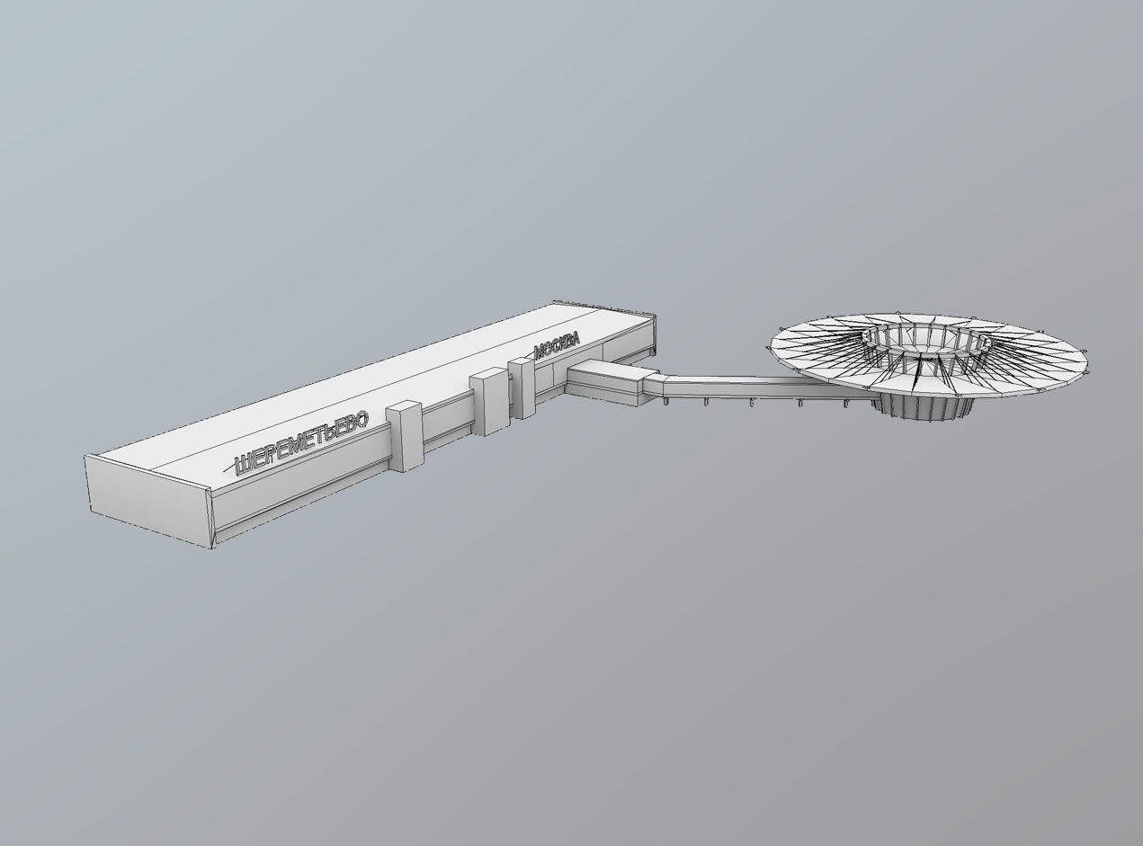Airport Terminal UUEE Terminal Glass Low-poly 3D model_17