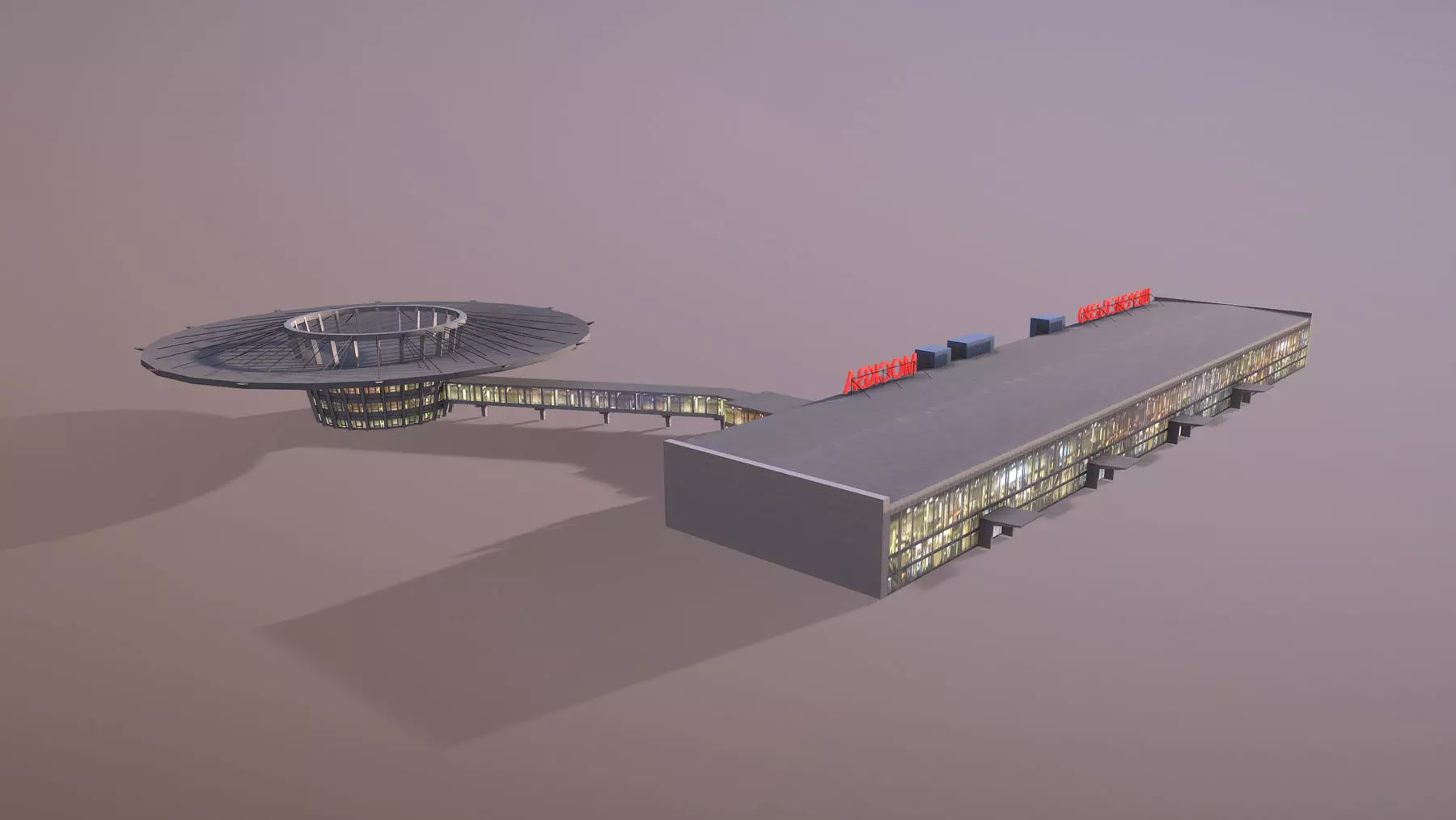 Airport Terminal UUEE Terminal Glass Low-poly 3D model_0