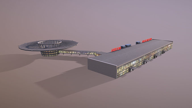 Airport Terminal UUEE Terminal Glass Low-poly 3D model