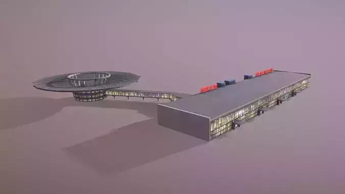 Airport Terminal UUEE Terminal Glass Low-poly 3D model