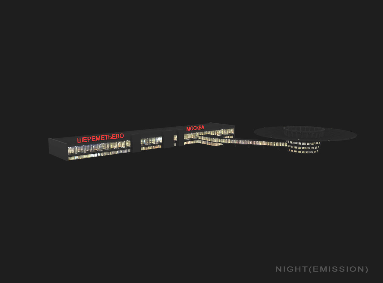 Airport Terminal UUEE Terminal Glass Low-poly 3D model_14