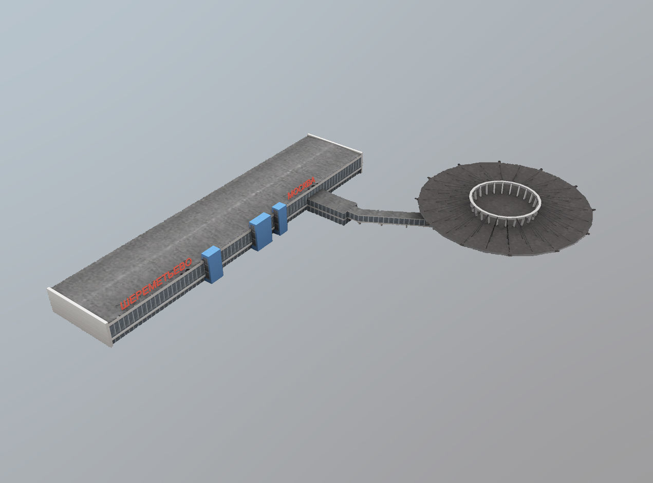 Airport Terminal UUEE Terminal Glass Low-poly 3D model_6