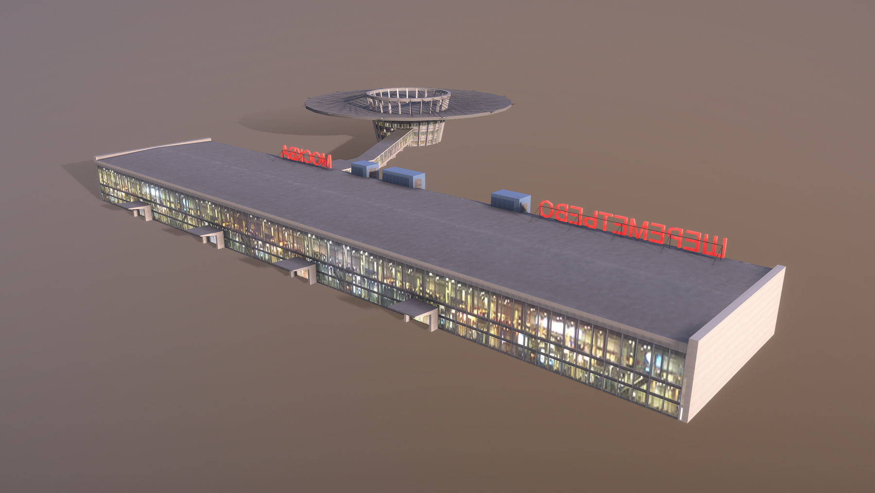 Airport Terminal UUEE Terminal Glass Low-poly 3D model_4