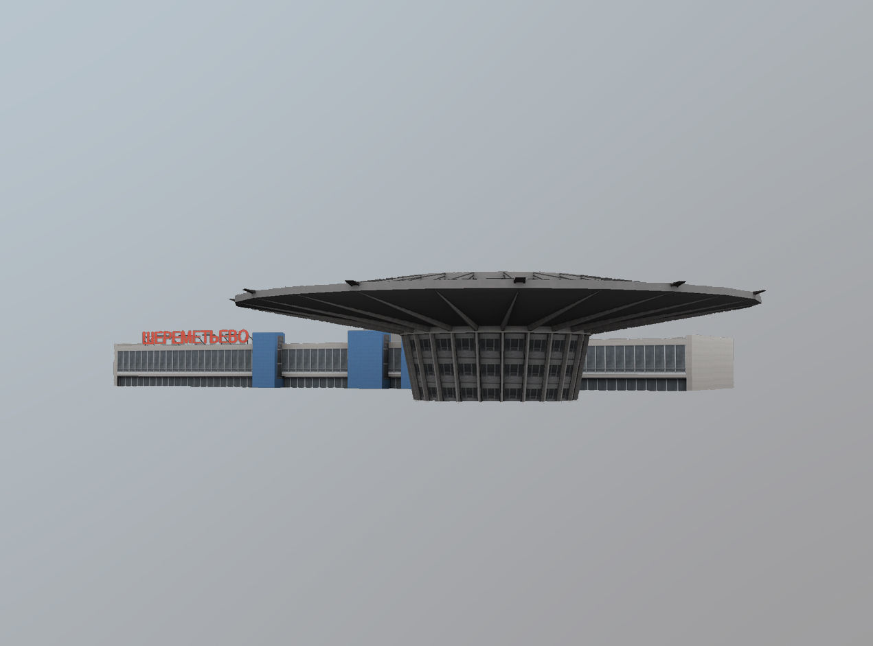 Airport Terminal UUEE Terminal Glass Low-poly 3D model_3