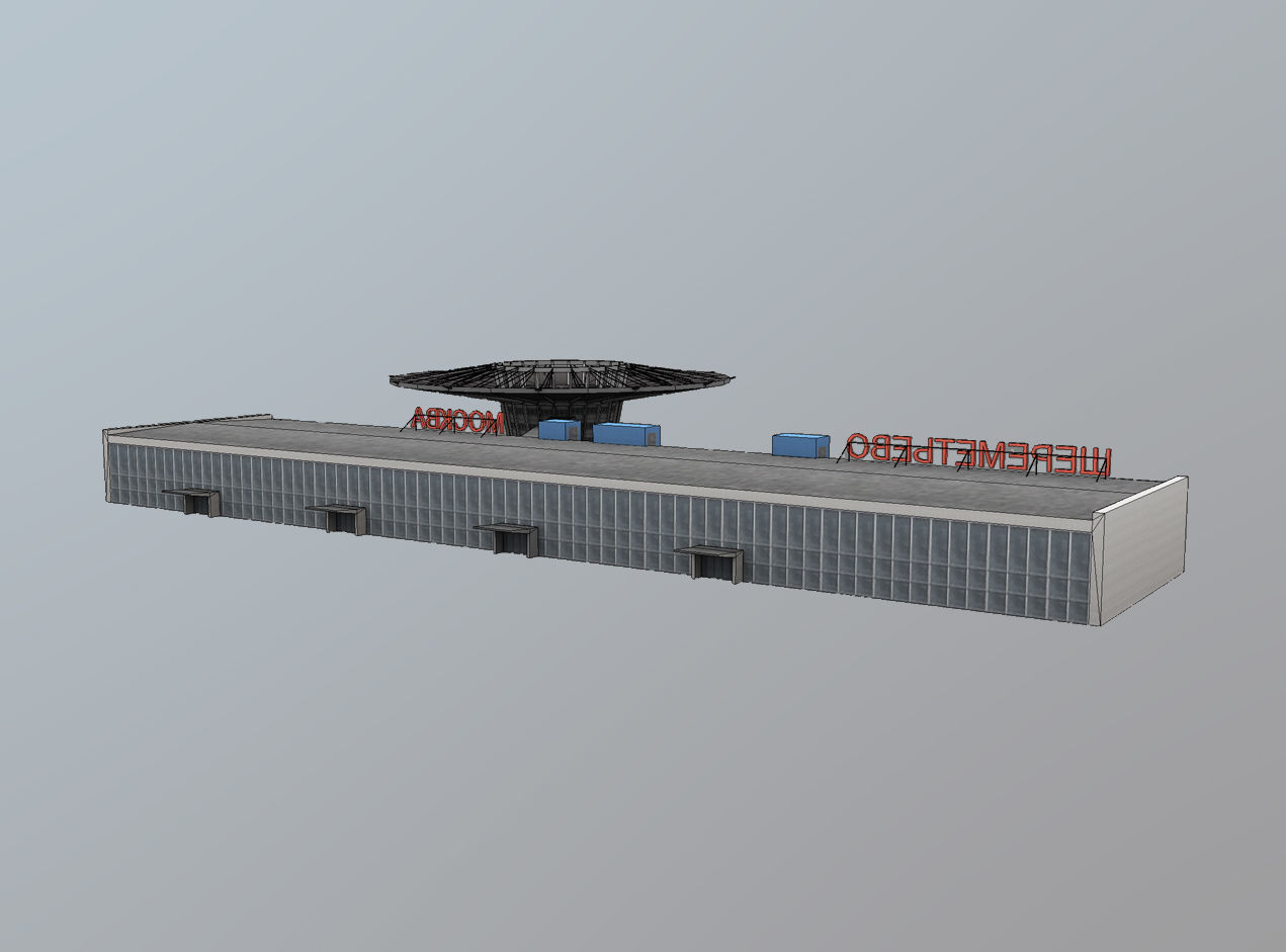 Airport Terminal UUEE Terminal Glass Low-poly 3D model_9