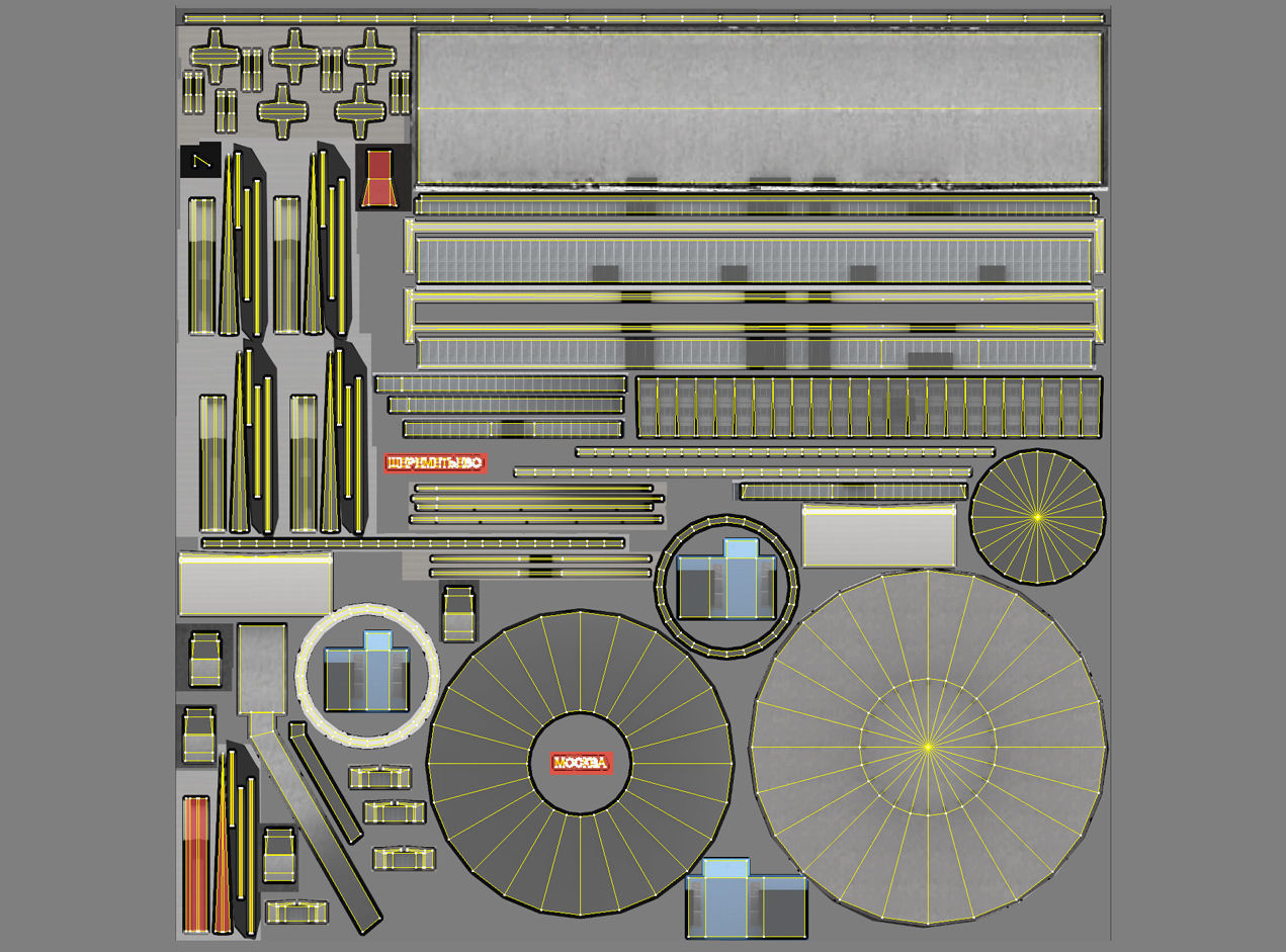 Airport Terminal UUEE Terminal Glass Low-poly 3D model_18