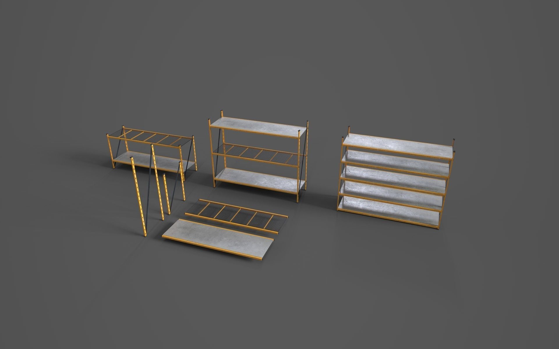 WAREHOUSE MODULAR RACK Low-poly 3D model_4