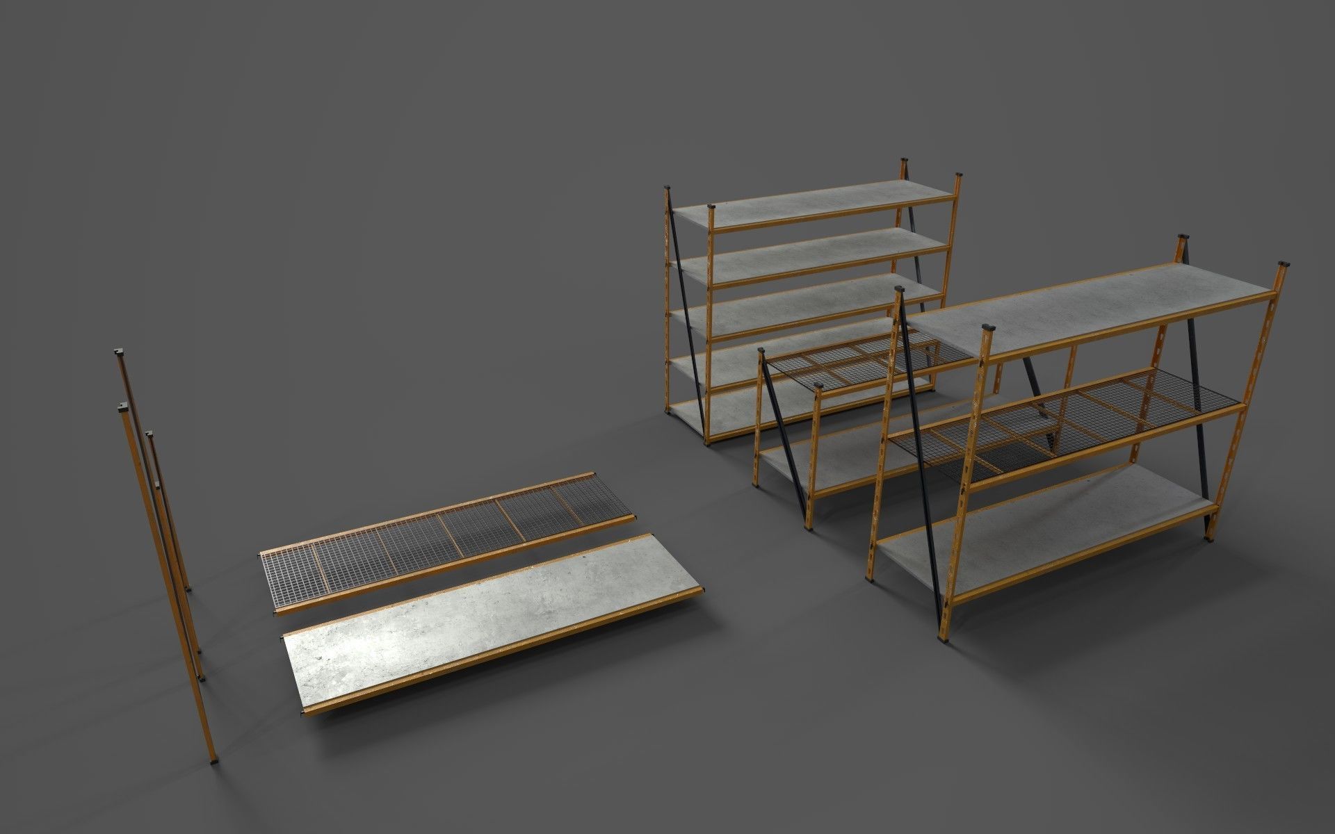 WAREHOUSE MODULAR RACK Low-poly 3D model_1