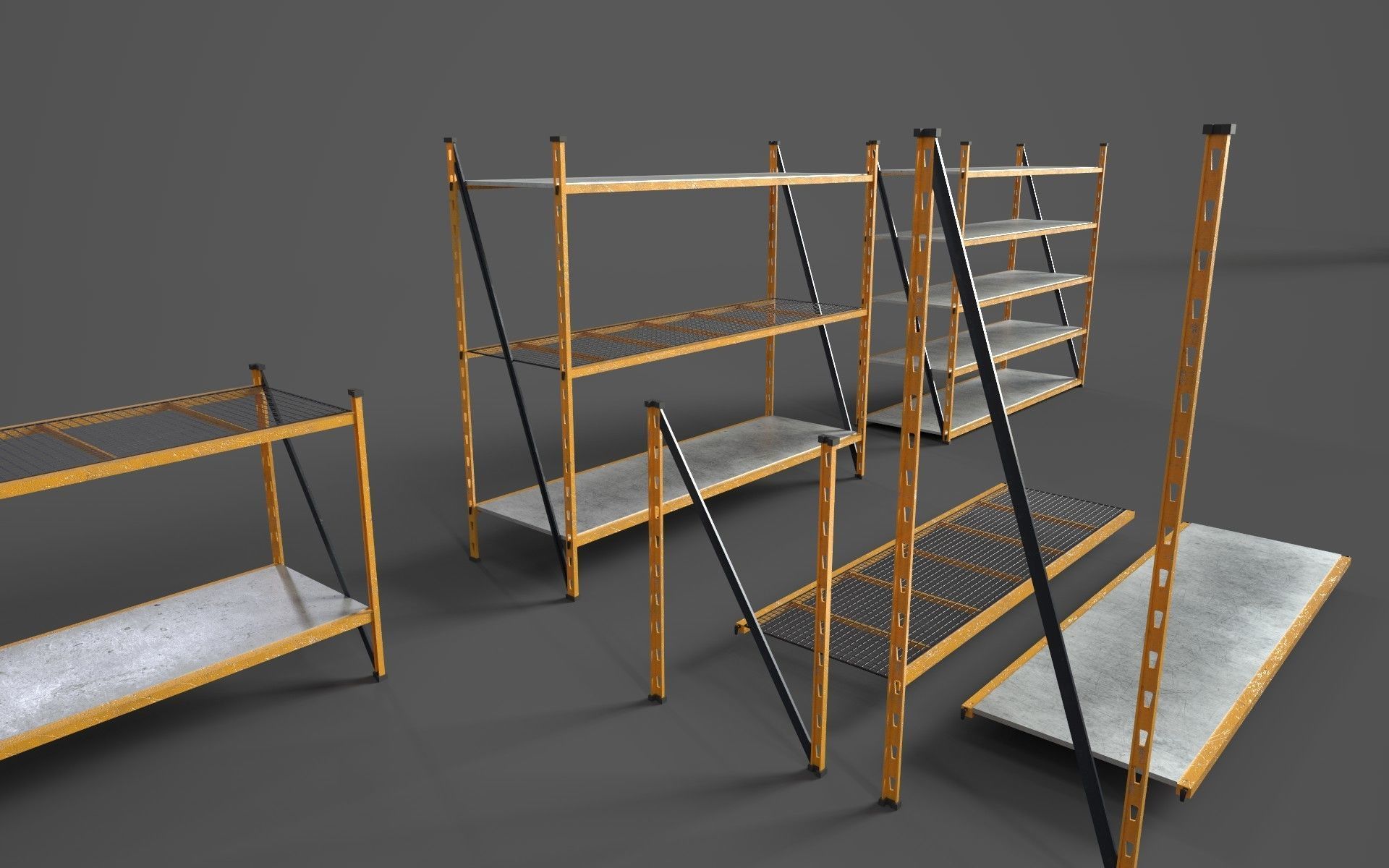 WAREHOUSE MODULAR RACK Low-poly 3D model_3