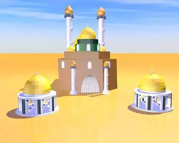 3d model Mosque table with two lamps 3D model