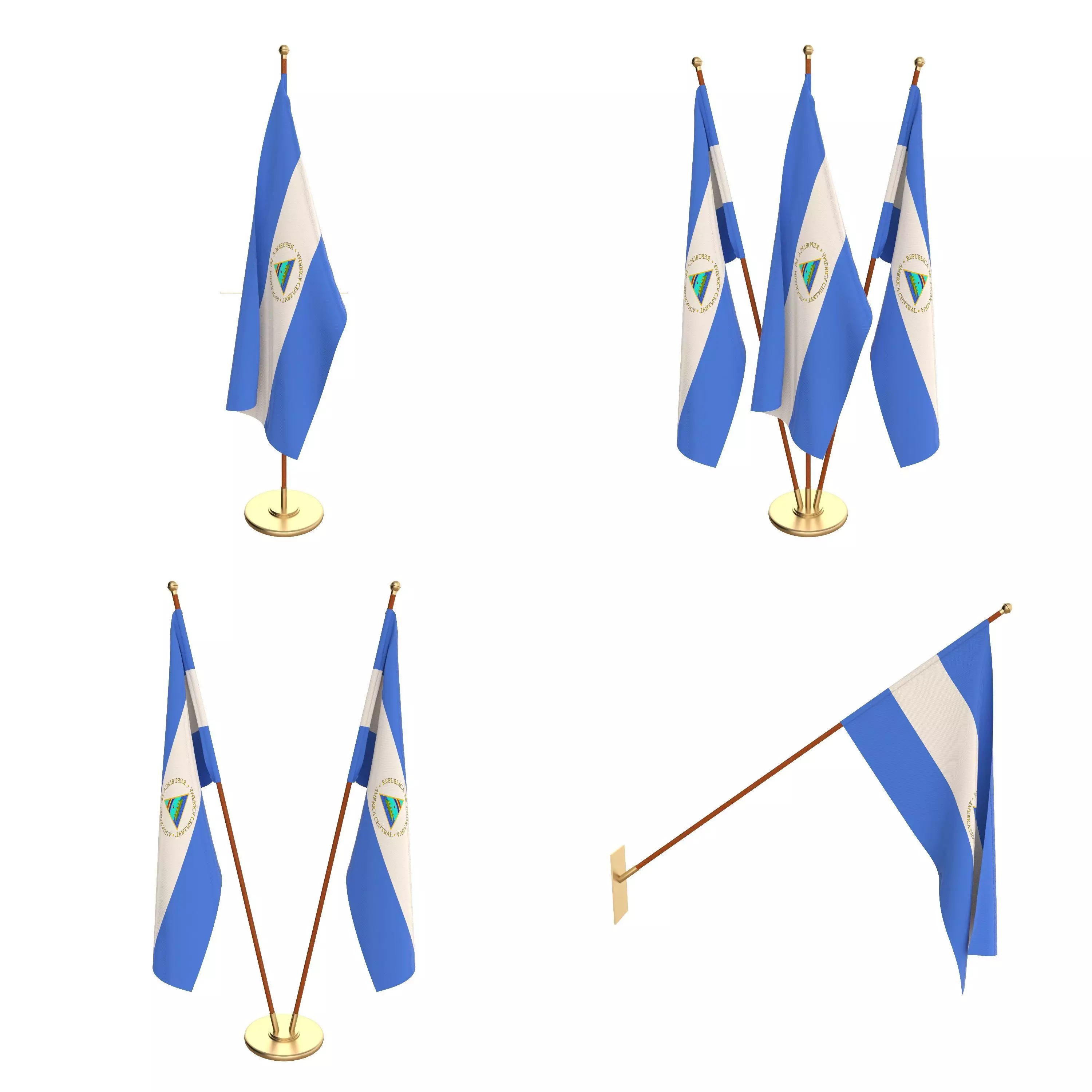 Nicaragua Flag Pack 3D model_0
