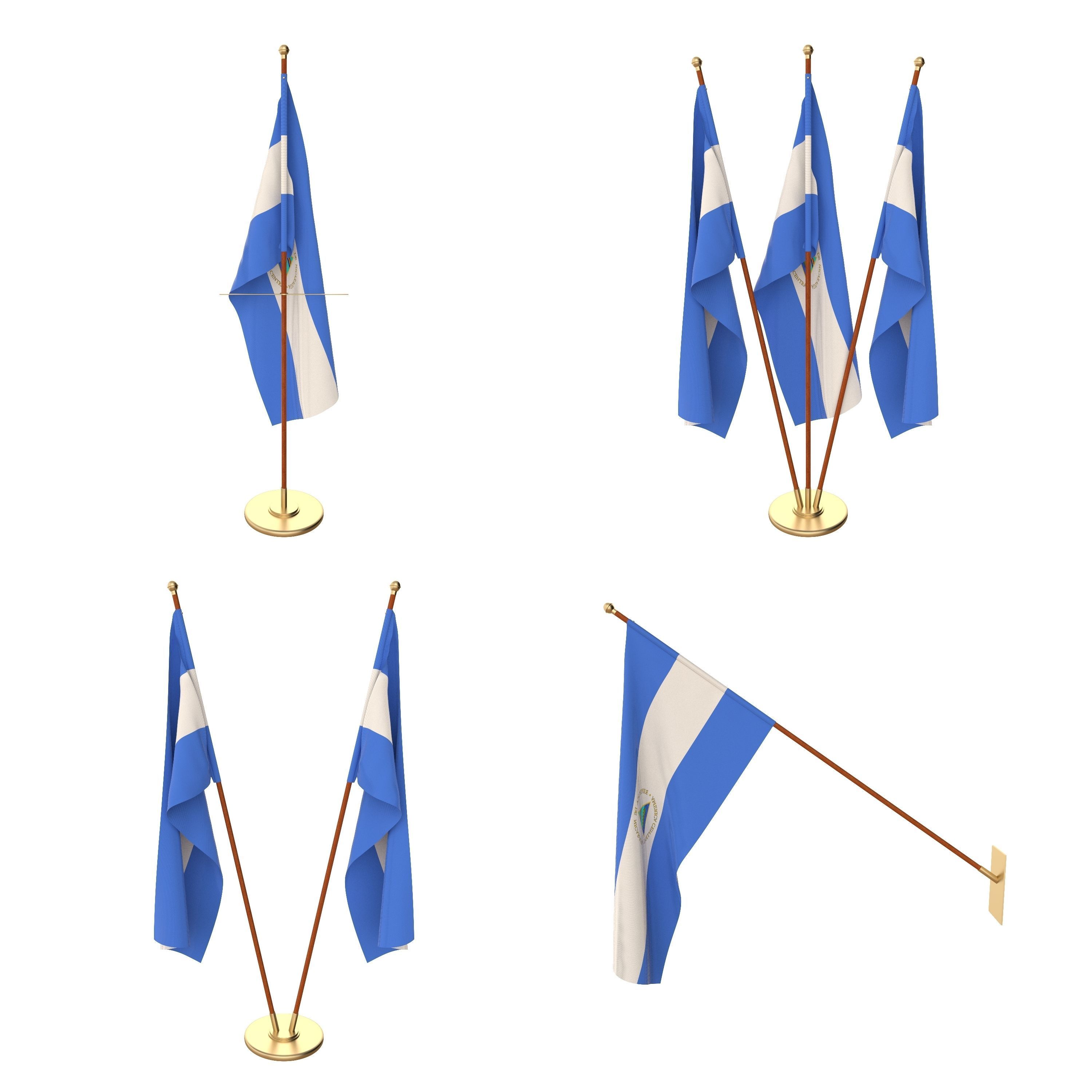 Nicaragua Flag Pack 3D model_1