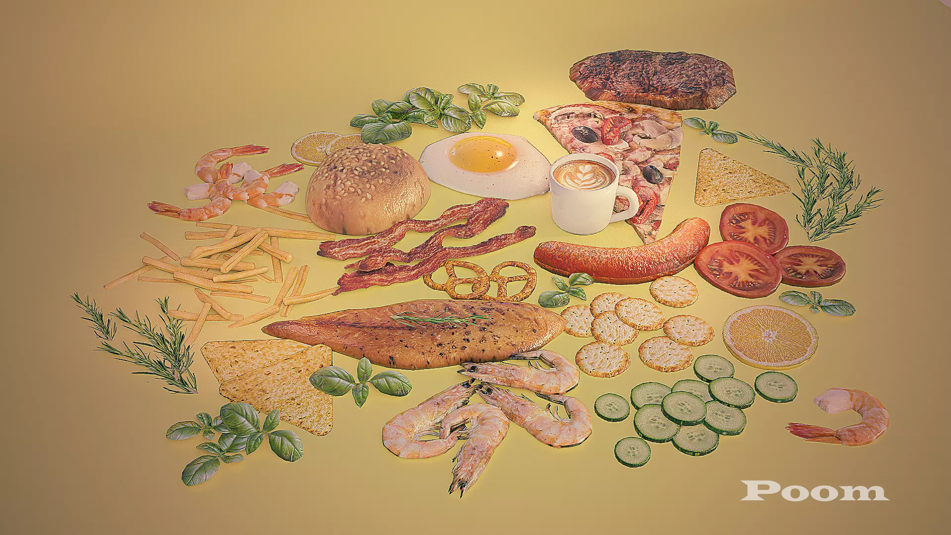 food set pack 3D model_0