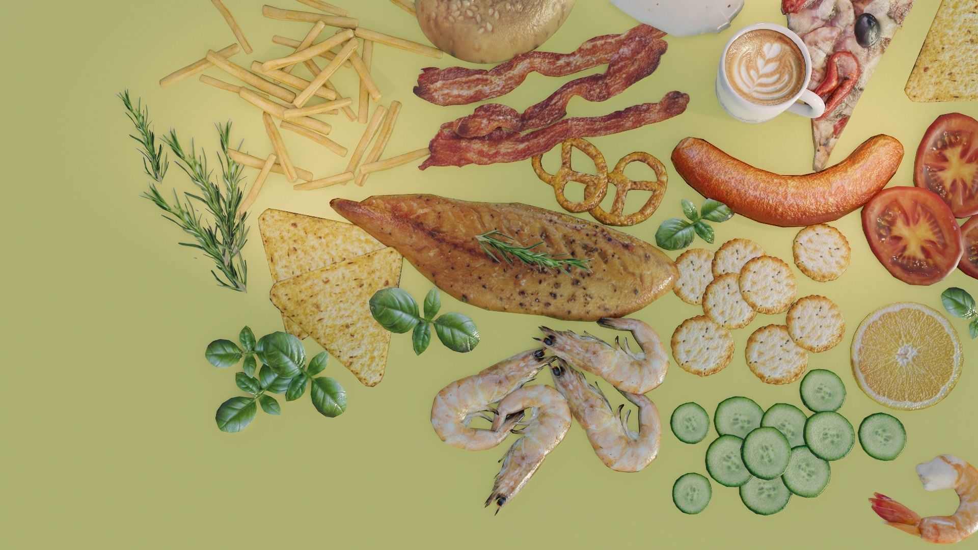 food set pack 3D model_2