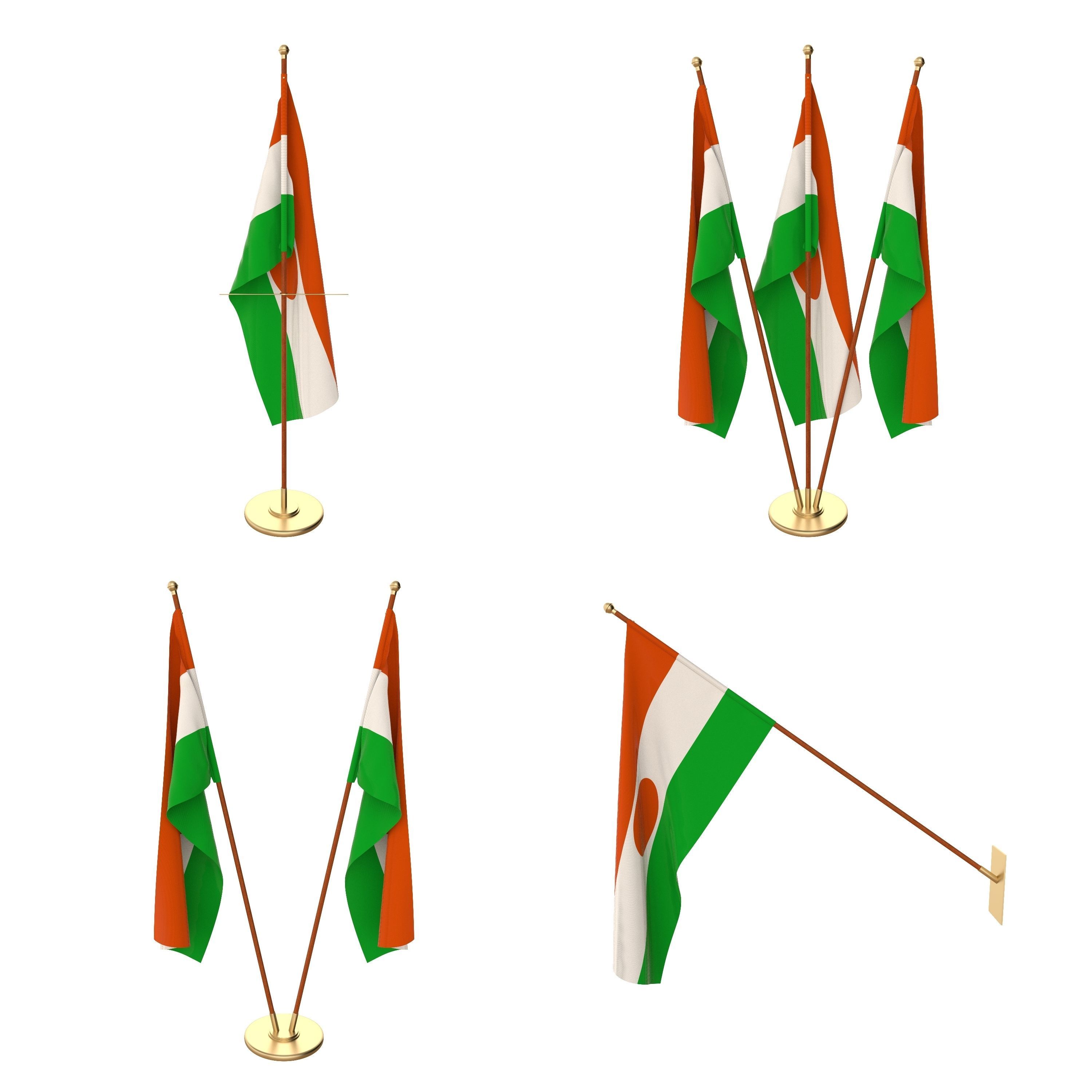 Niger Flag Pack 3D model_1