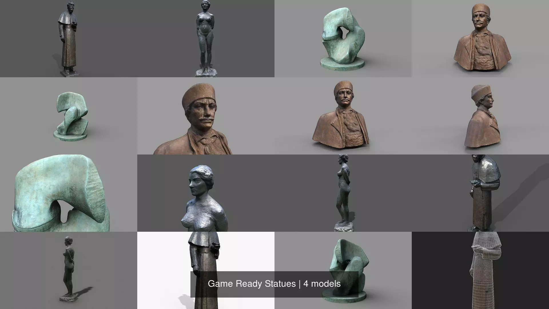Game Ready Statues statue of person 3D Model Collection_1