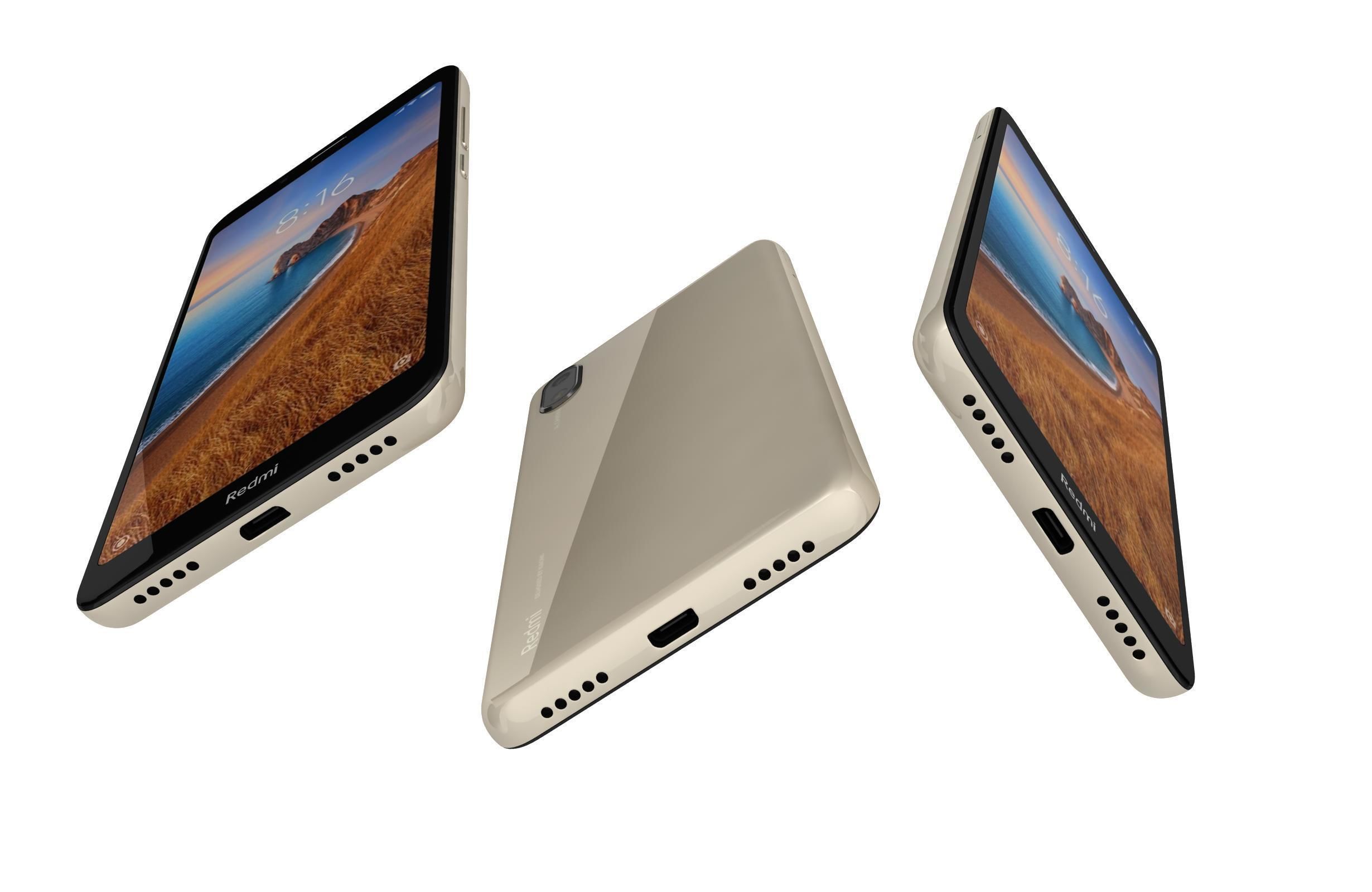 Xiaomi Redmi 7A Matte Gold 3D model_6