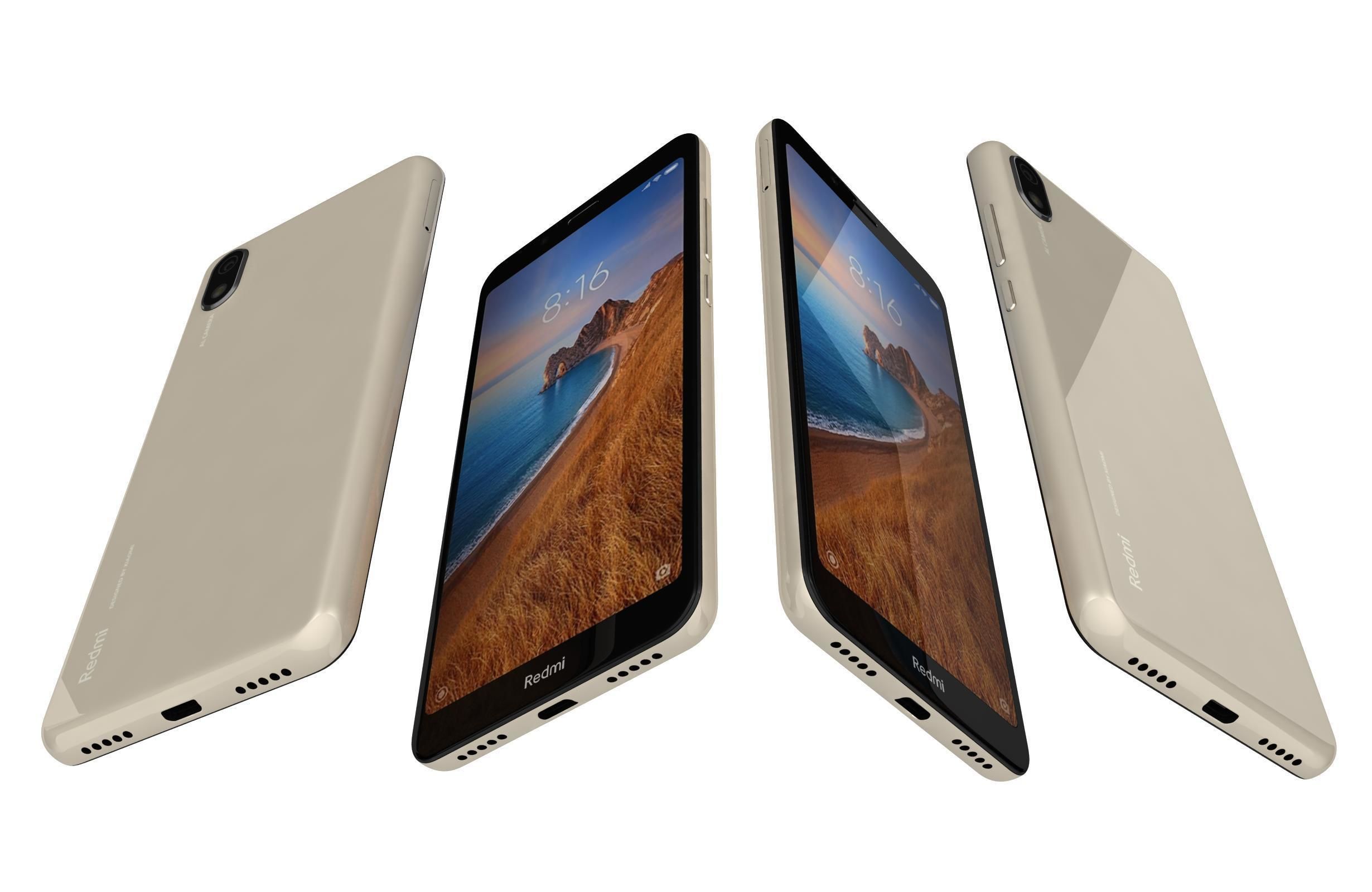 Xiaomi Redmi 7A Matte Gold 3D model_2