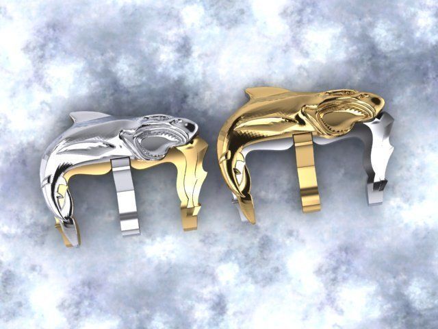 shark and an open jaw of teeth 3D print model_10