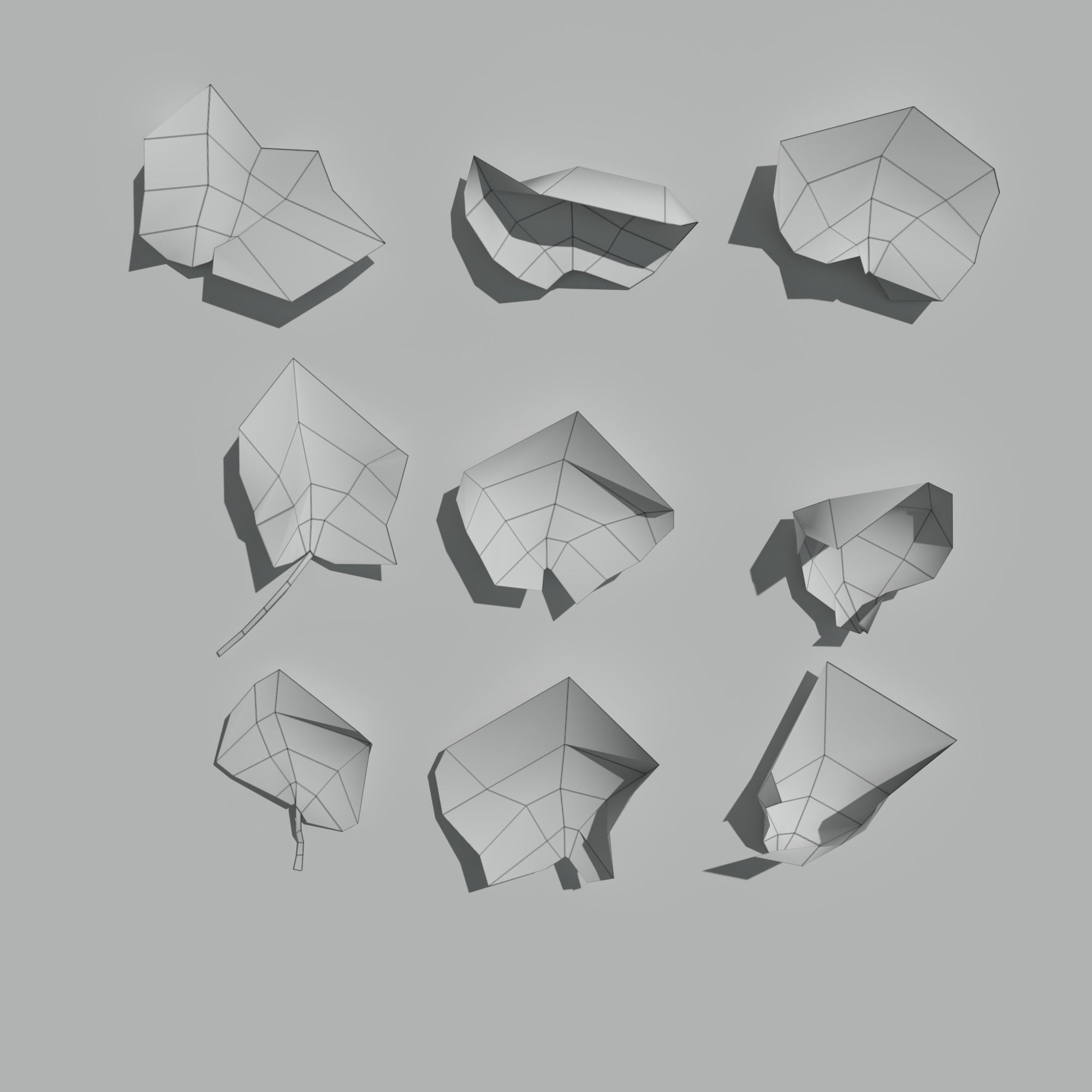 Dry Maple Leaves Pack Low-poly 3D model_8