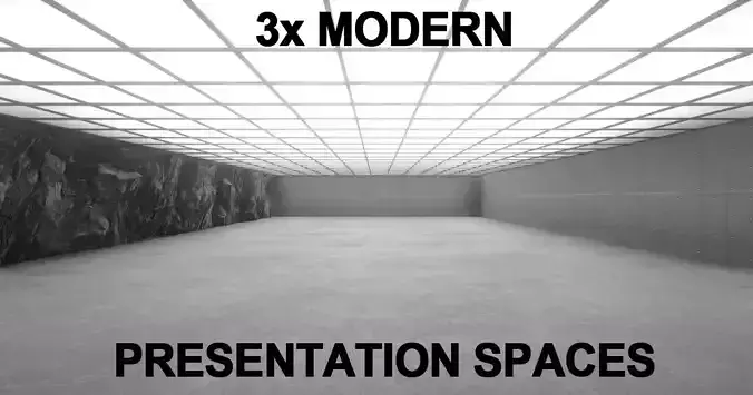 3x Modern Presentation Spaces Low-poly 3D model