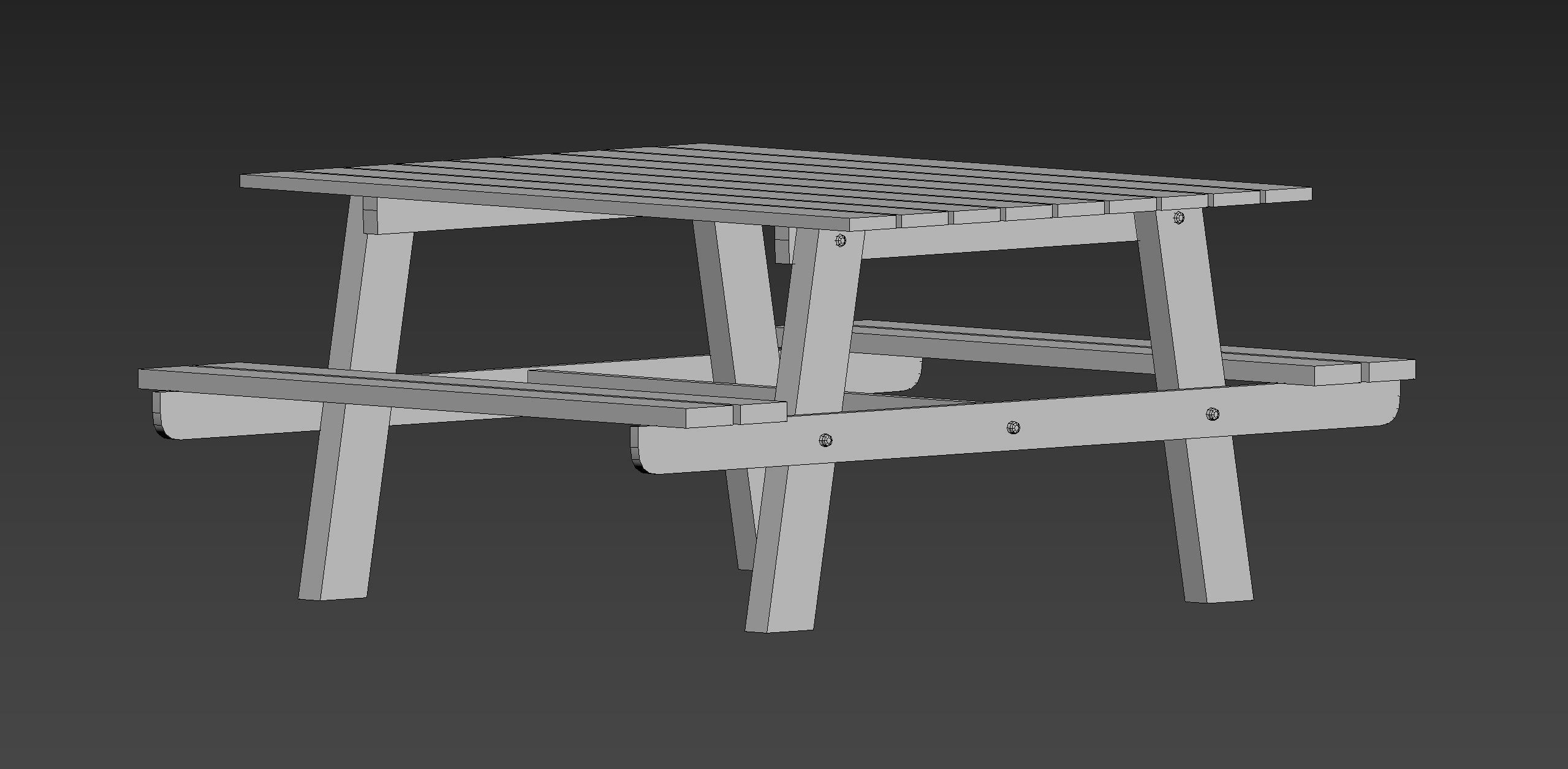 Bench picnic table Free low-poly 3D model_5