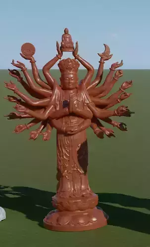 Buddhad statue of buddhist deity Low-poly 3D model