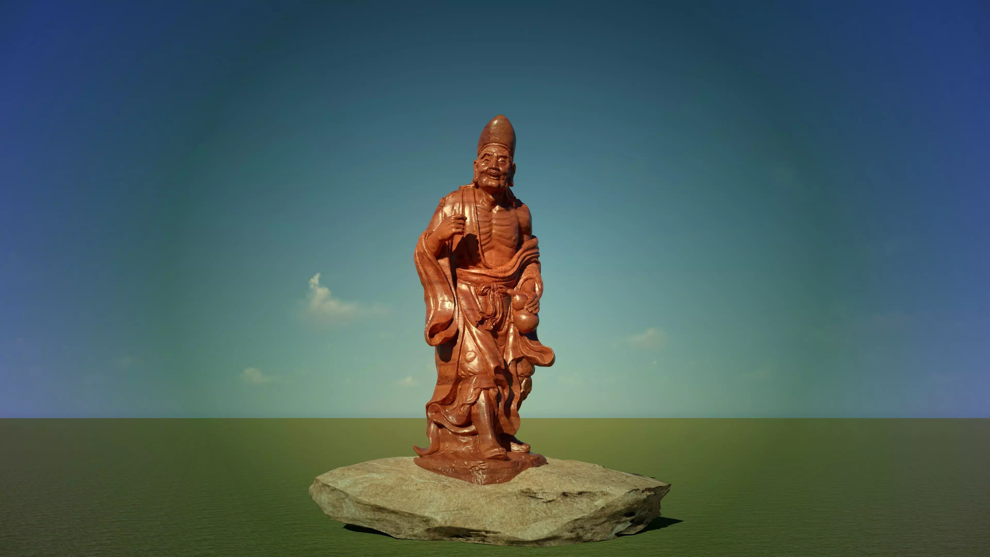 Buddhad chinese statue Low-poly 3D model_0