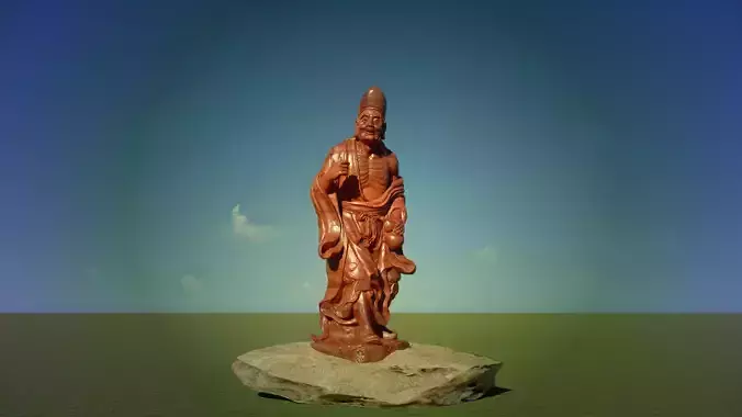 Buddhad chinese statue Low-poly 3D model