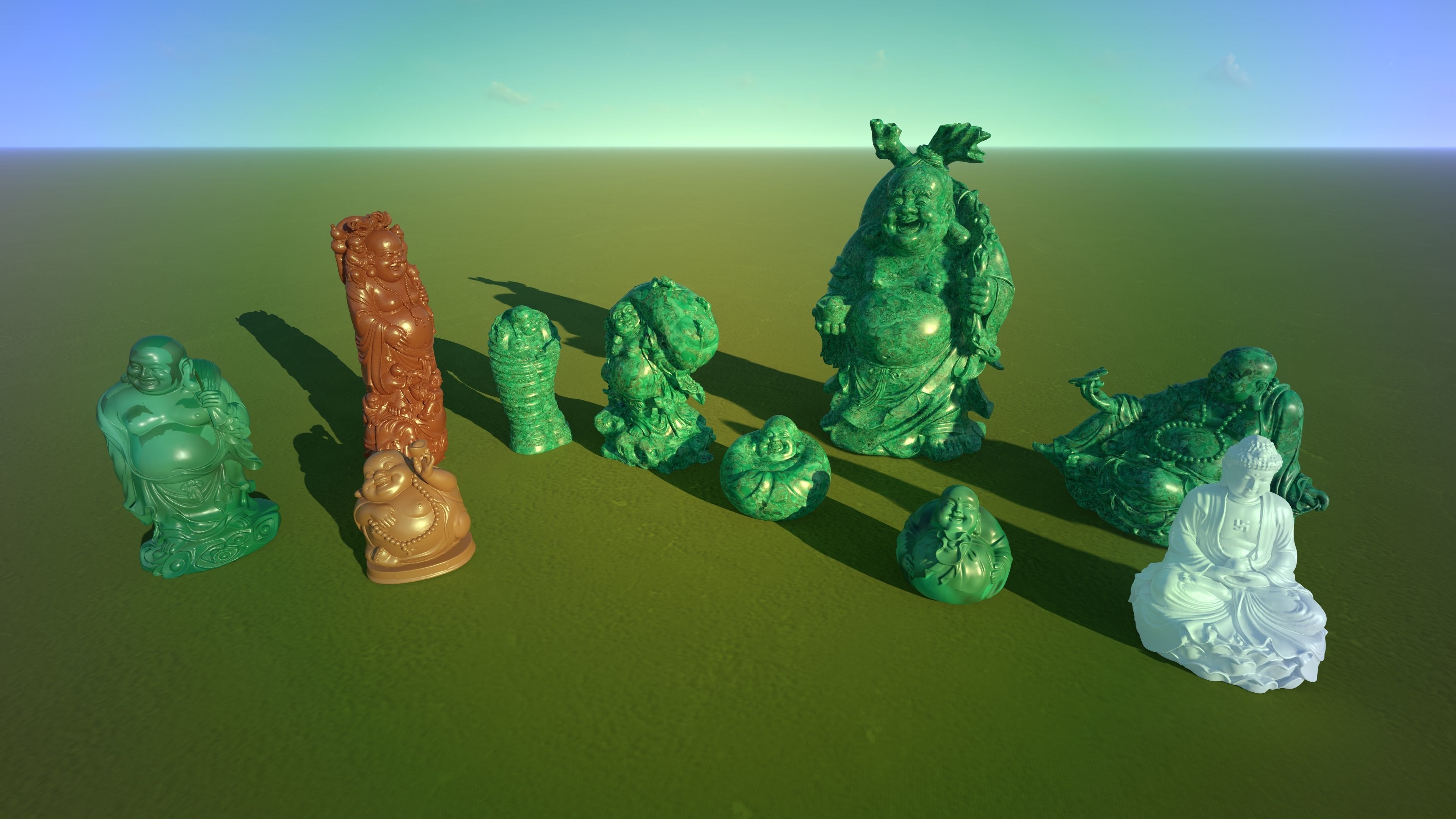 Buddhad chinese statue Low-poly 3D model_3